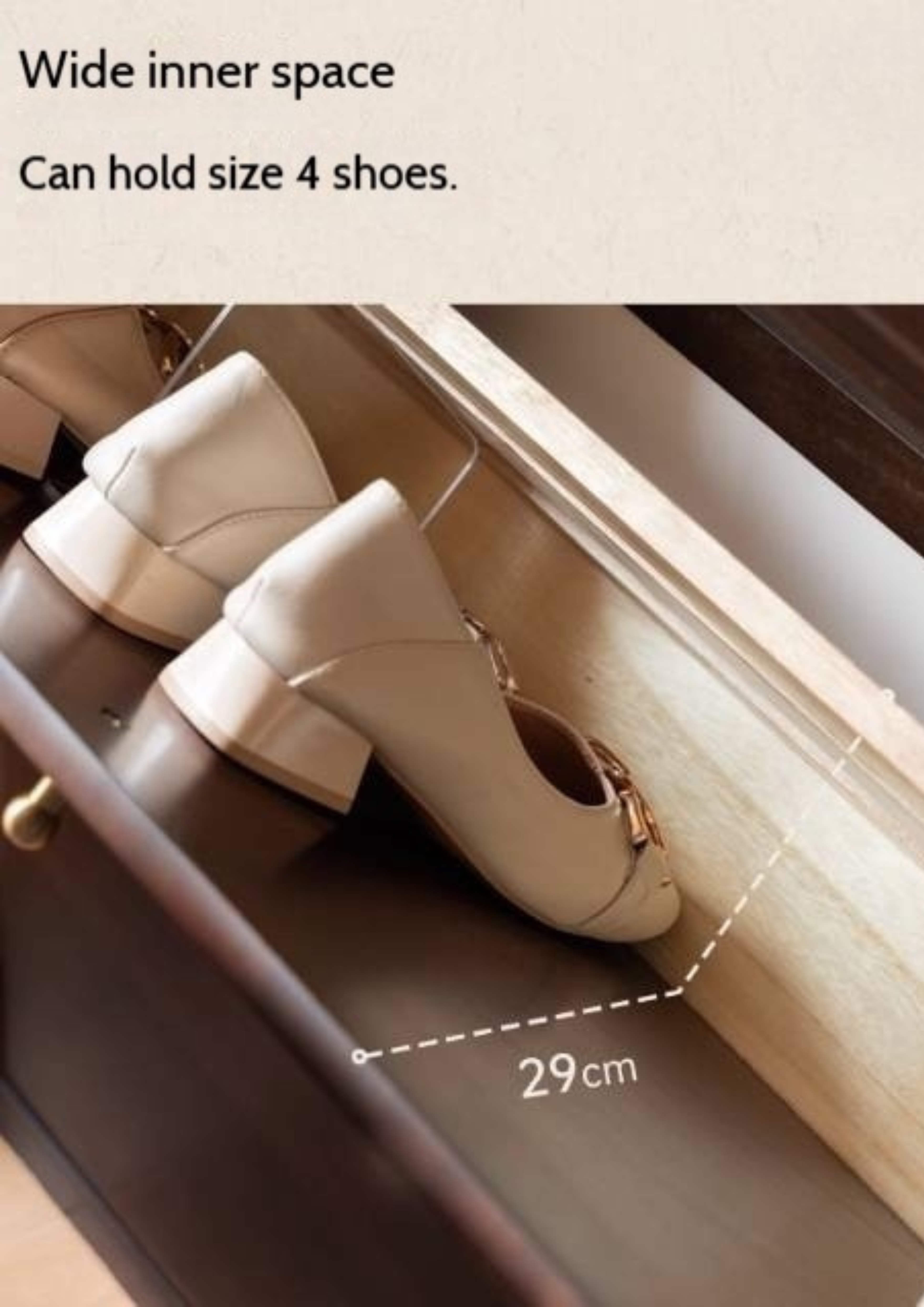 Poplar, Solid Rubber Wood Retro Narrow Shoe Cabinet