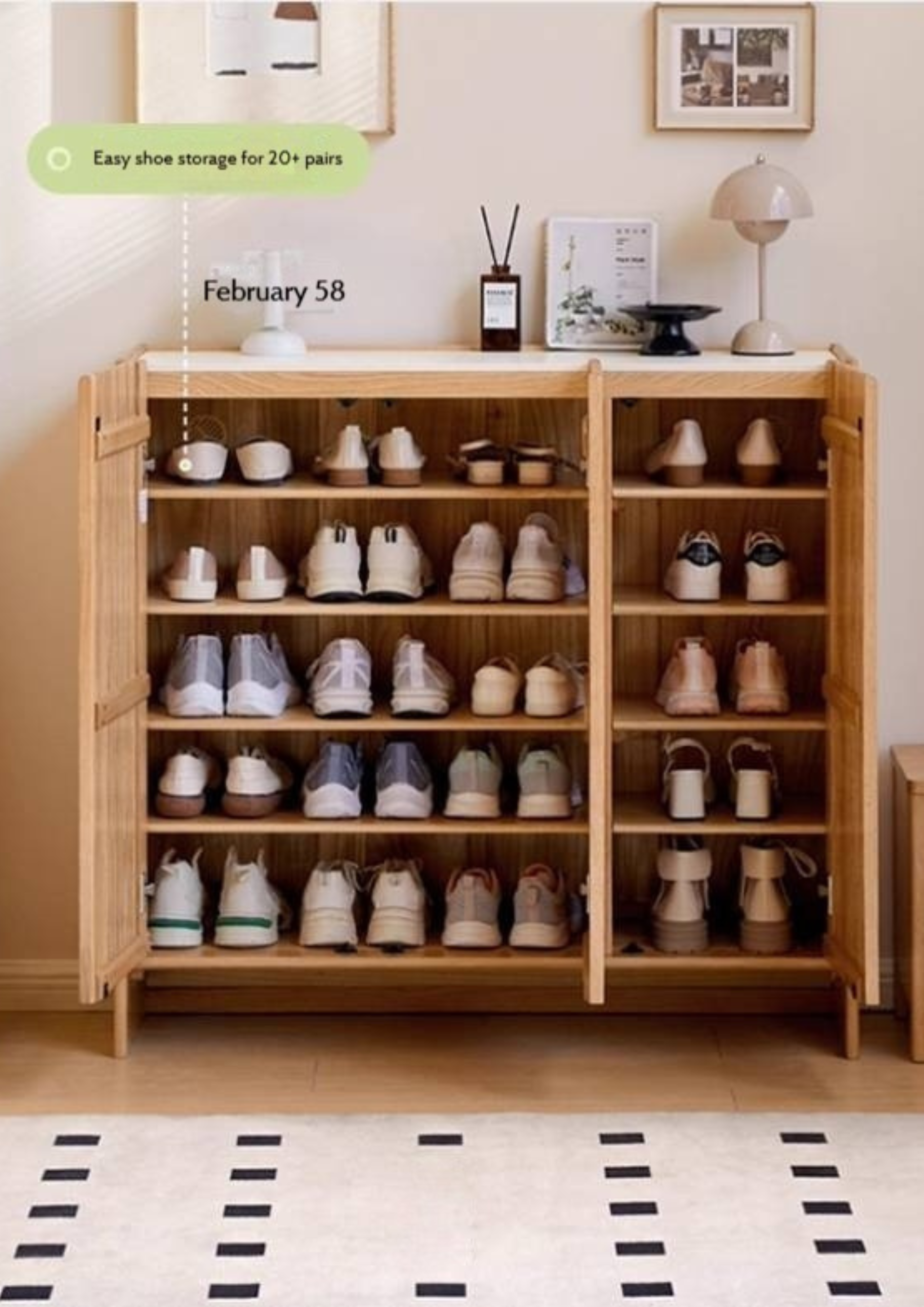 Oak Solid Wood Modern Simple Rock Plate Shoe Cabinet