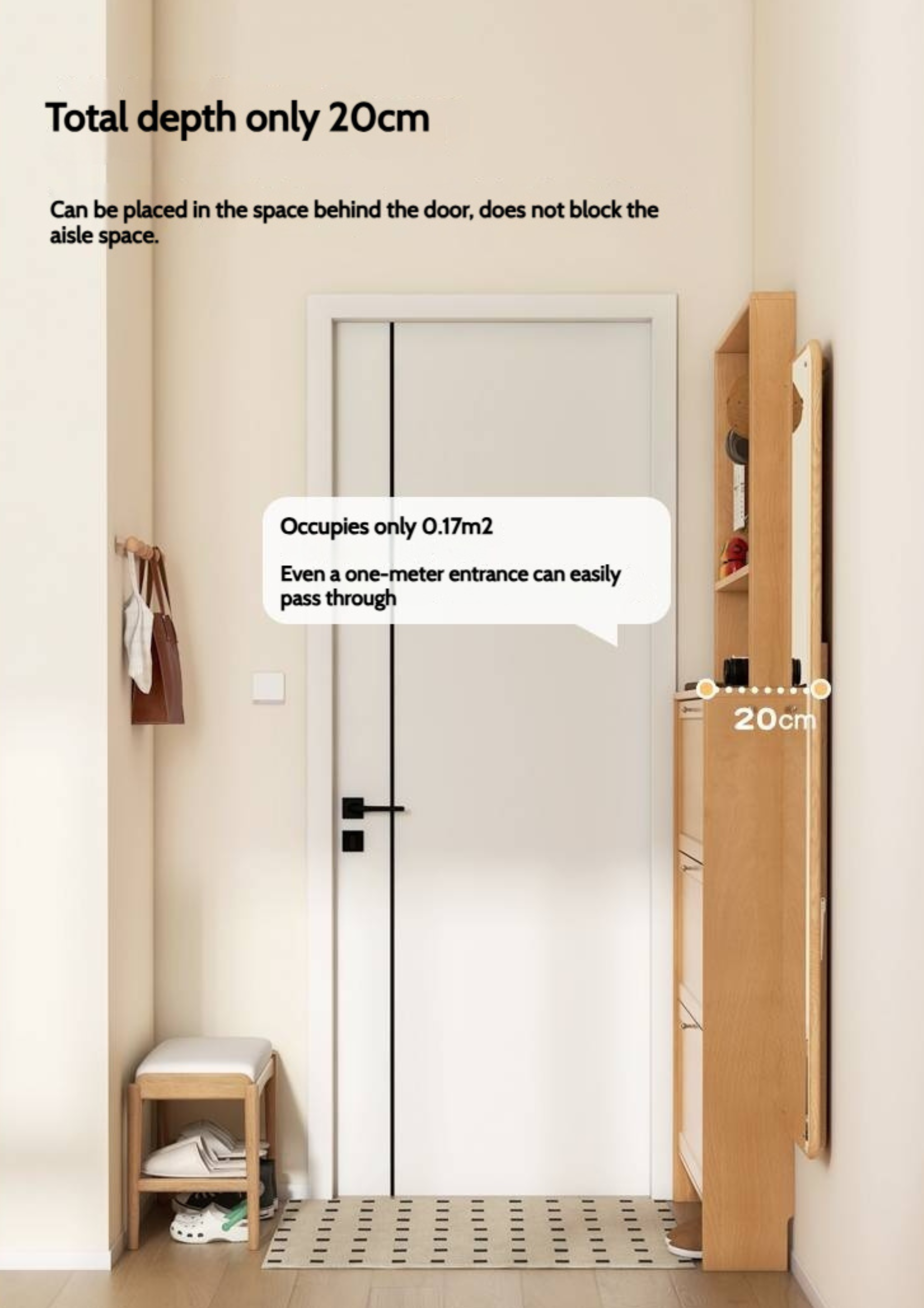 Beech Solid Wood Ultra-Thin Flip Bucket Shoe Cabinet