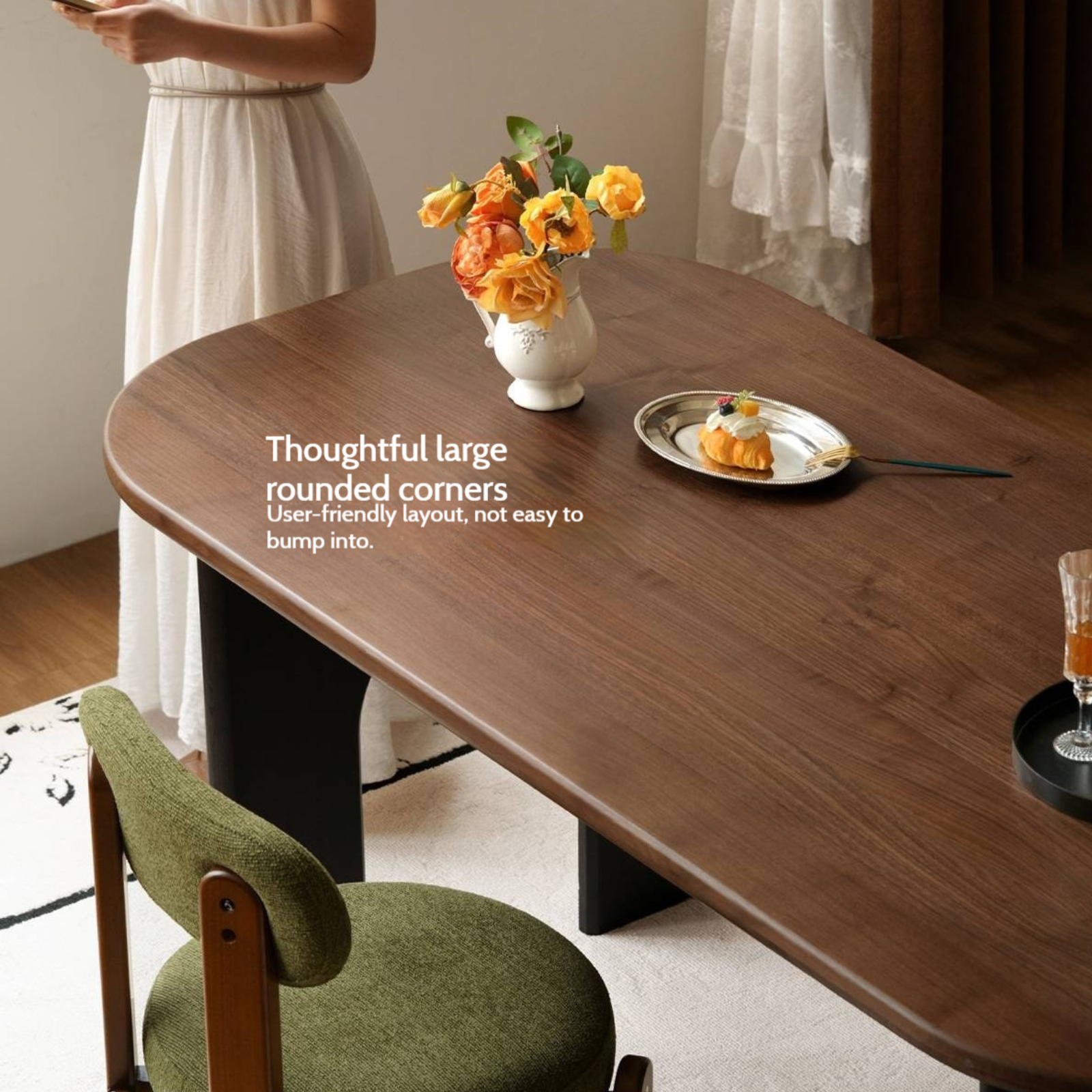 Black Walnut Solid Wood French Retro Style Dining Table