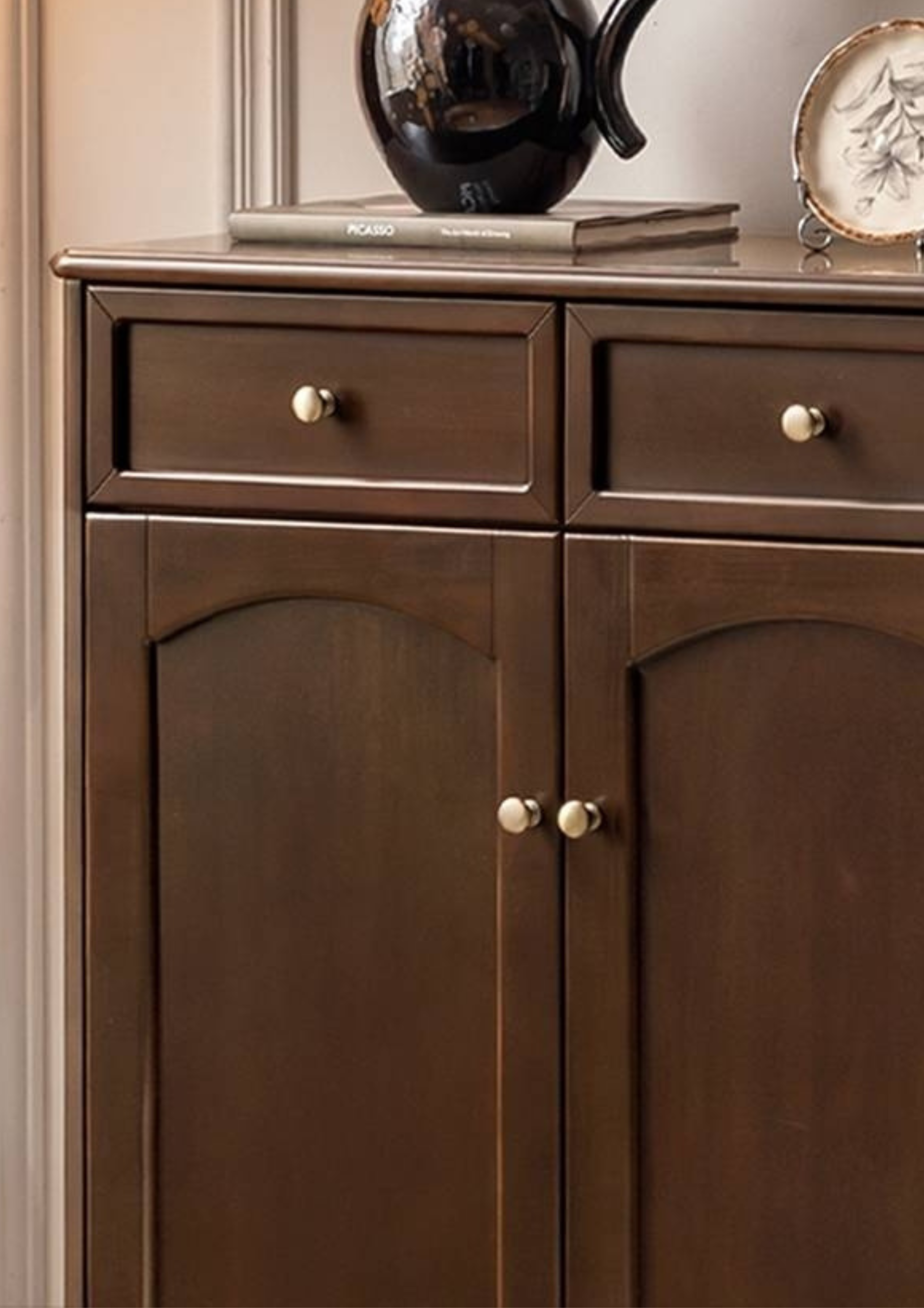 Poplar Solid Wood American Retro Shoe Cabinet