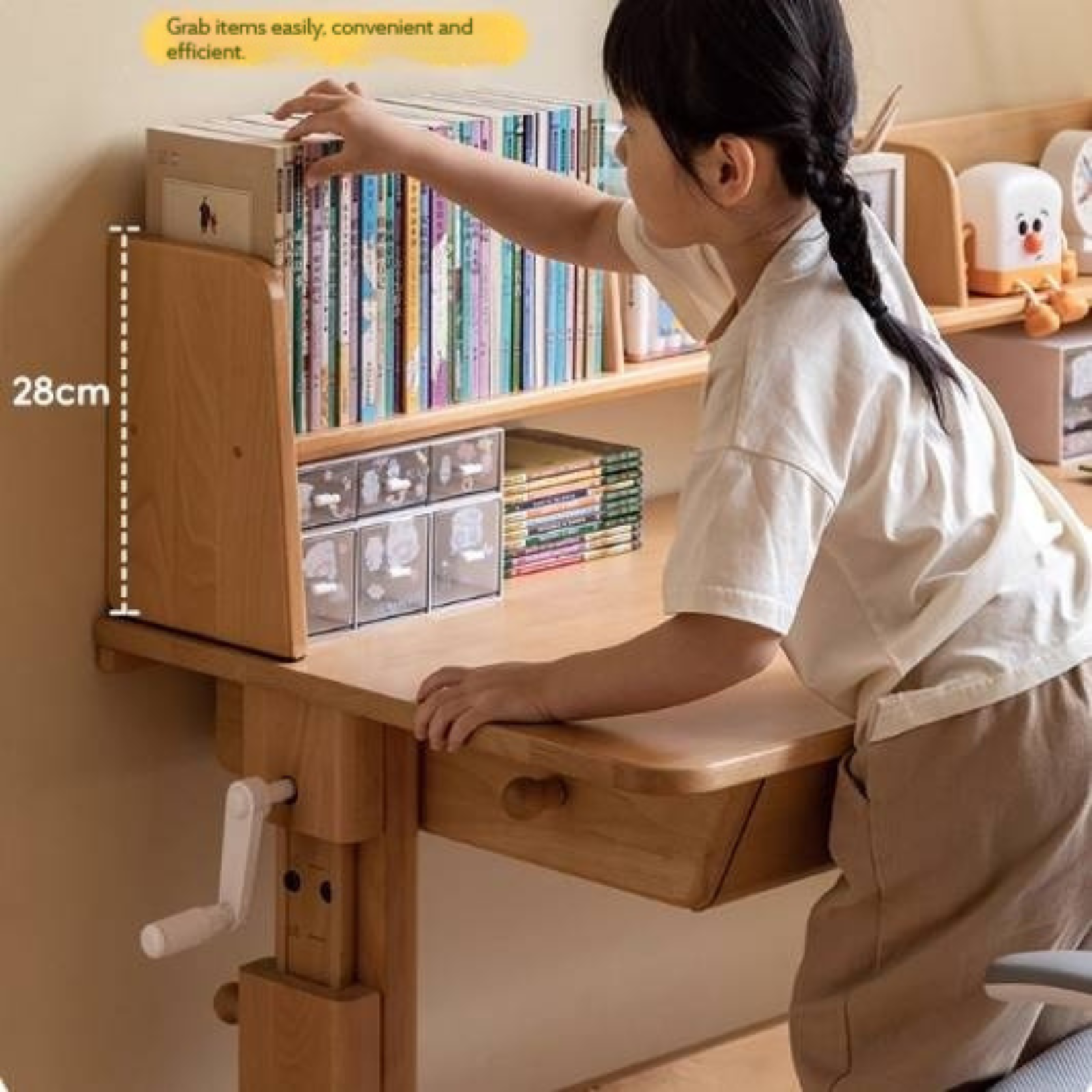 Beech Solid Wood Children's Hand-cranked Height Desk
