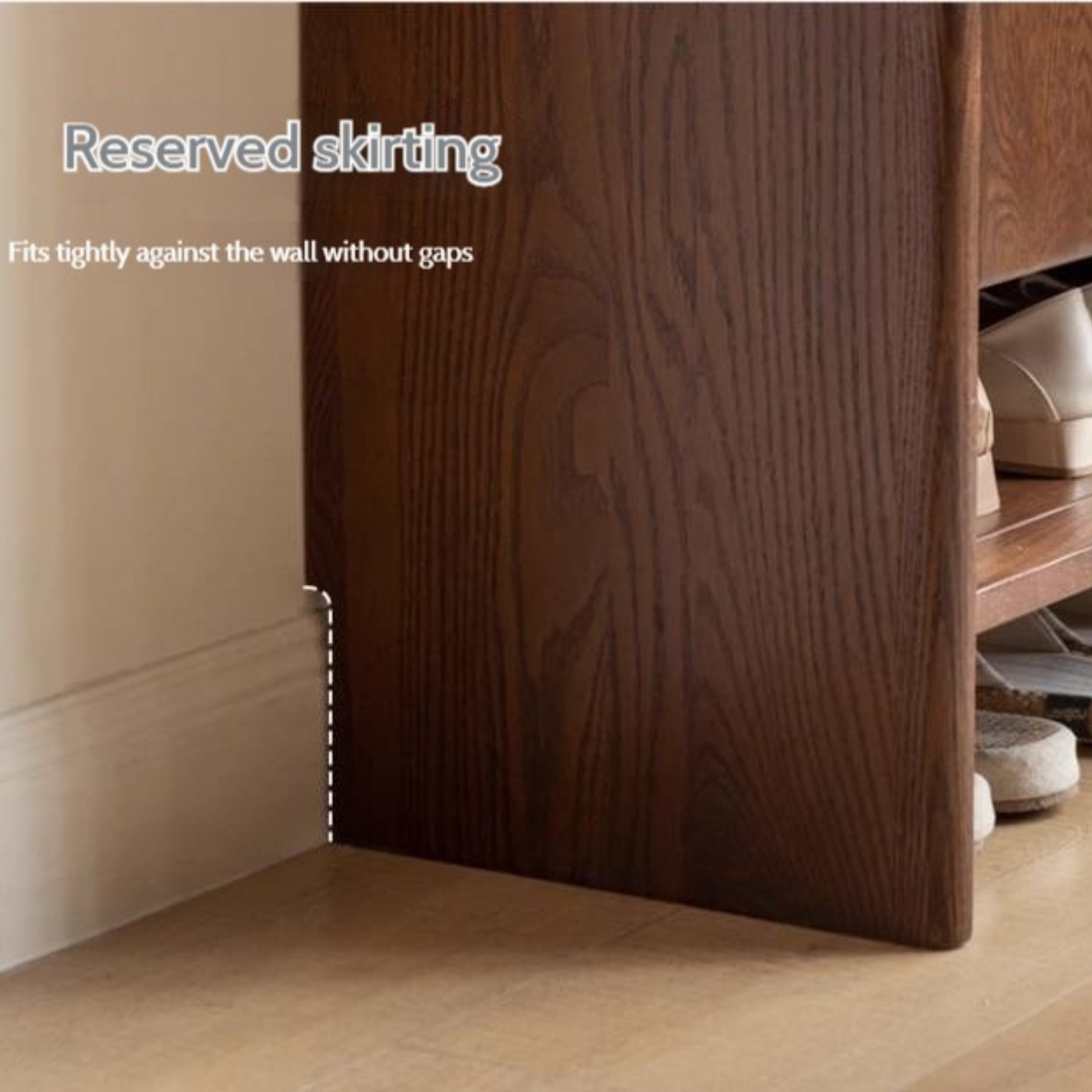 Oak Solid Wood Rock Plate Shoe Cabinet