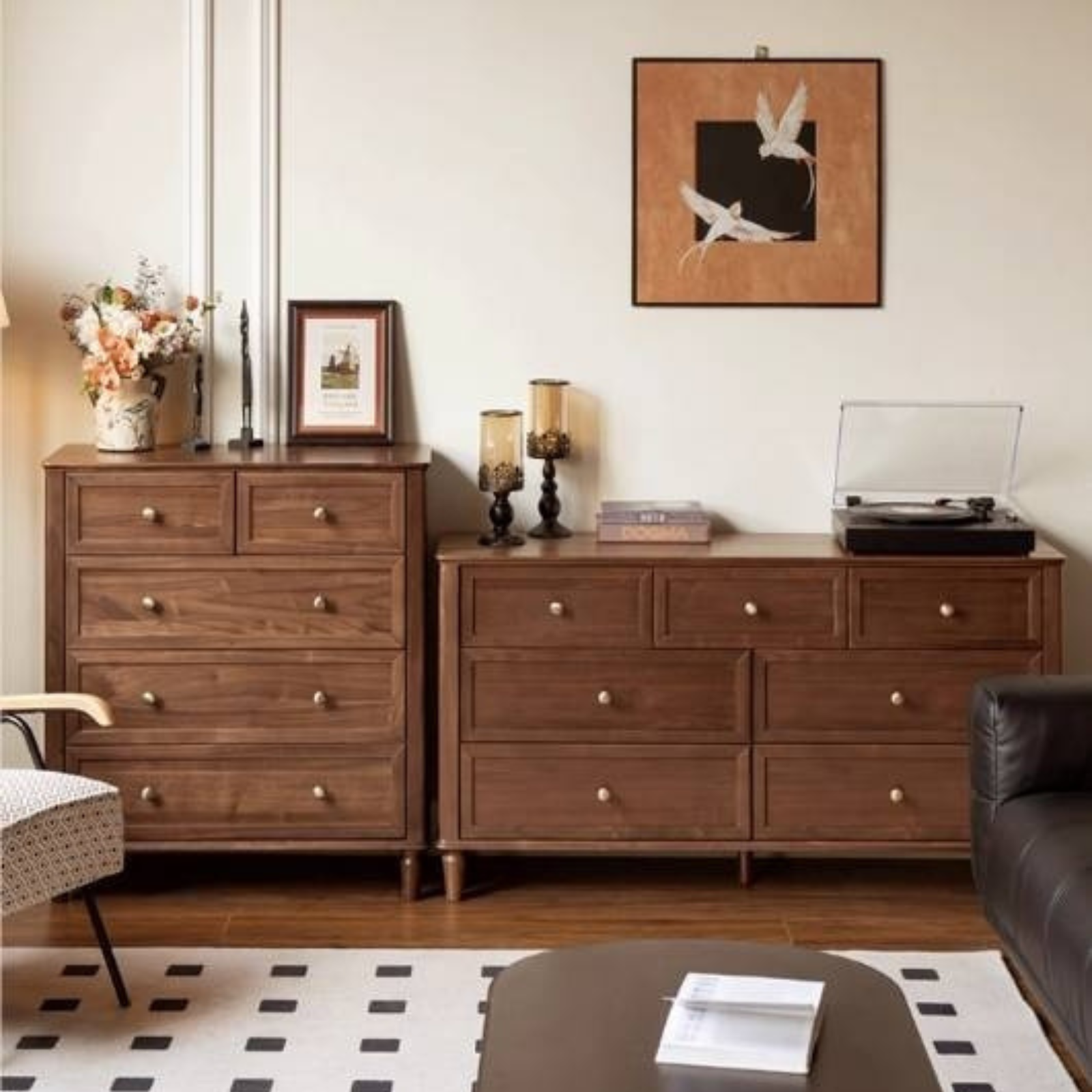 Black Walnut Solid Wood American Retro Chest of Drawers