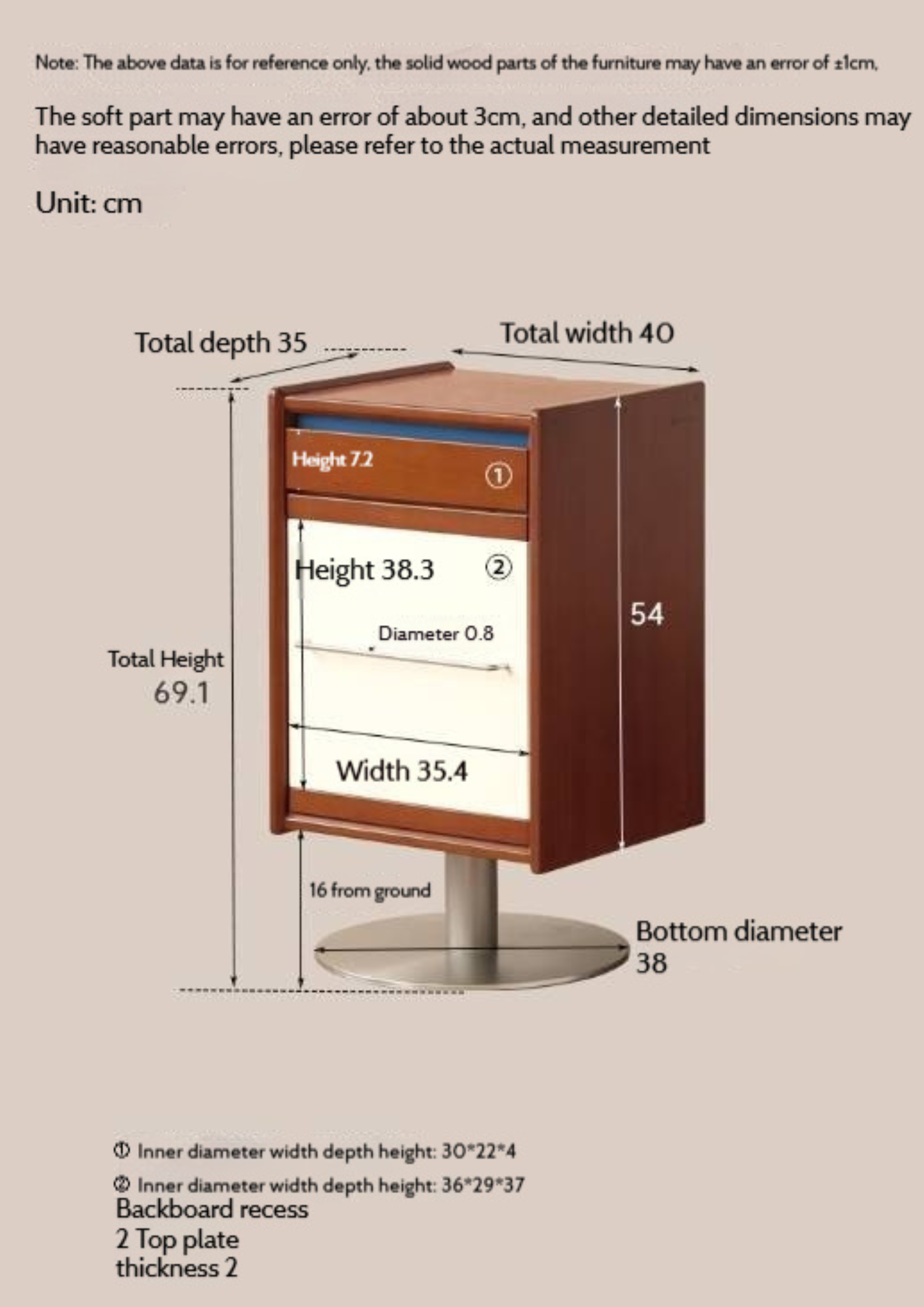 Poplar Solid Wood Vintage Side Table
