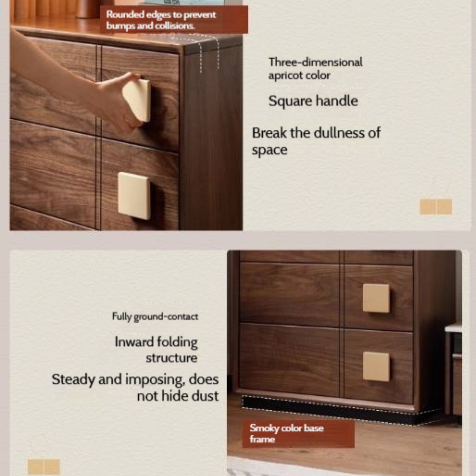 Black Walnut Solid Wood Retro Style Five-Drawer Chest