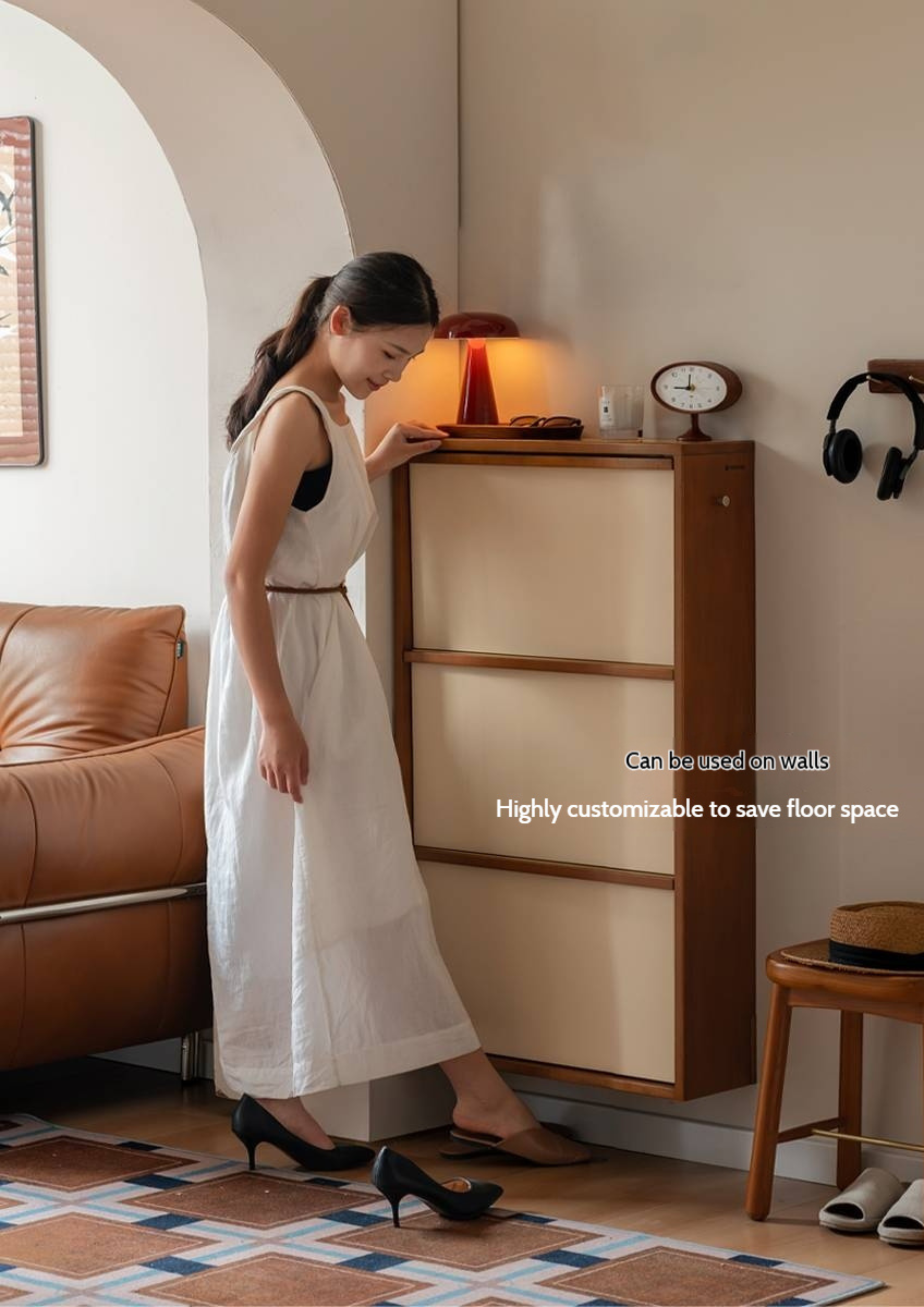 Poplar Solid Wood Middle Ages Style Shoe Cabinet