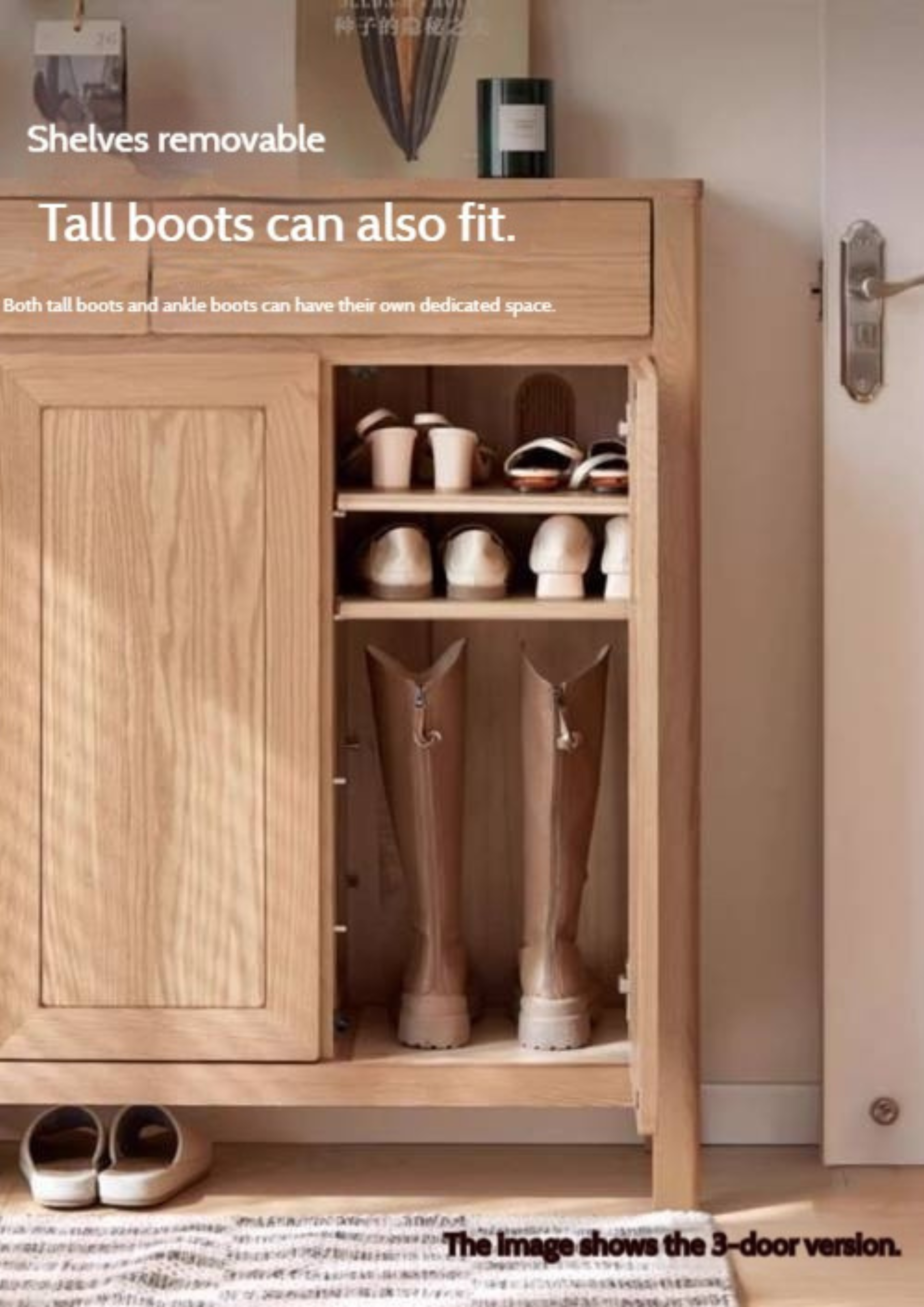 Ash Solid Wood Modern Large Shoe Cabinet