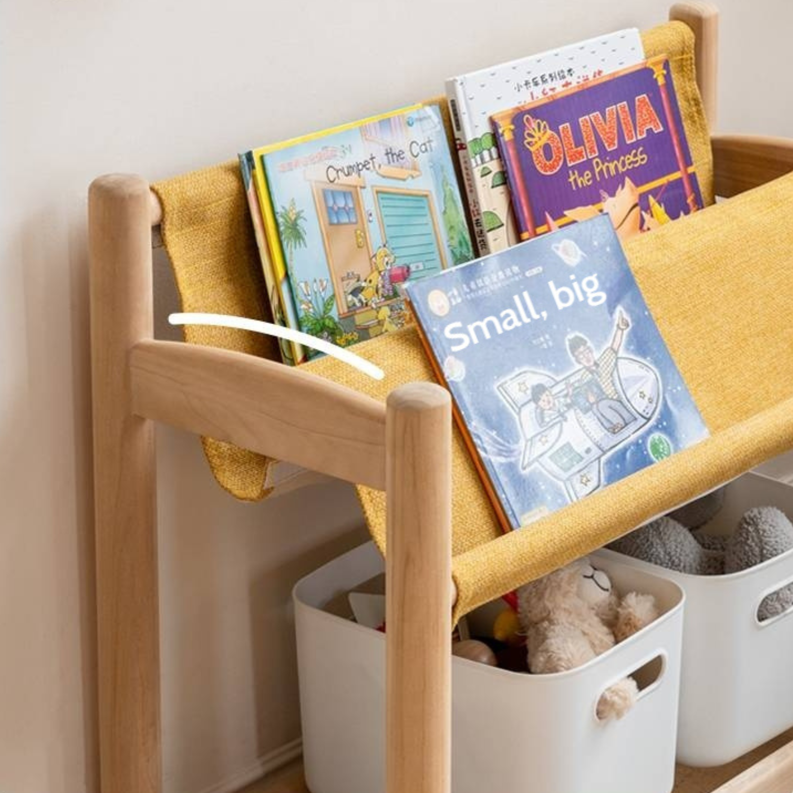 Poplar Solid Wood Movable Children's Bookshelf