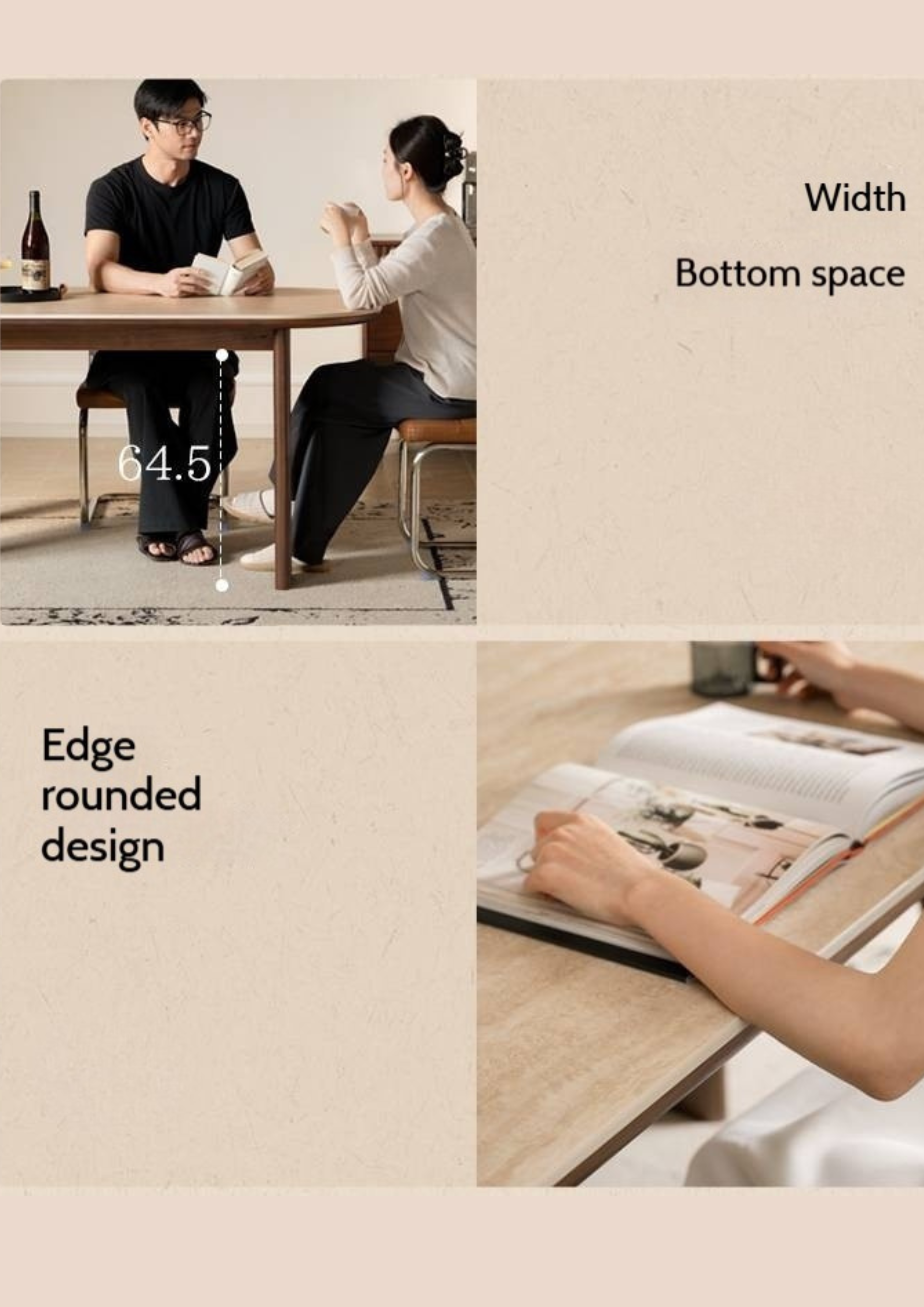 Black Walnut, Oak Solid Wood French Retro Style Dining Table