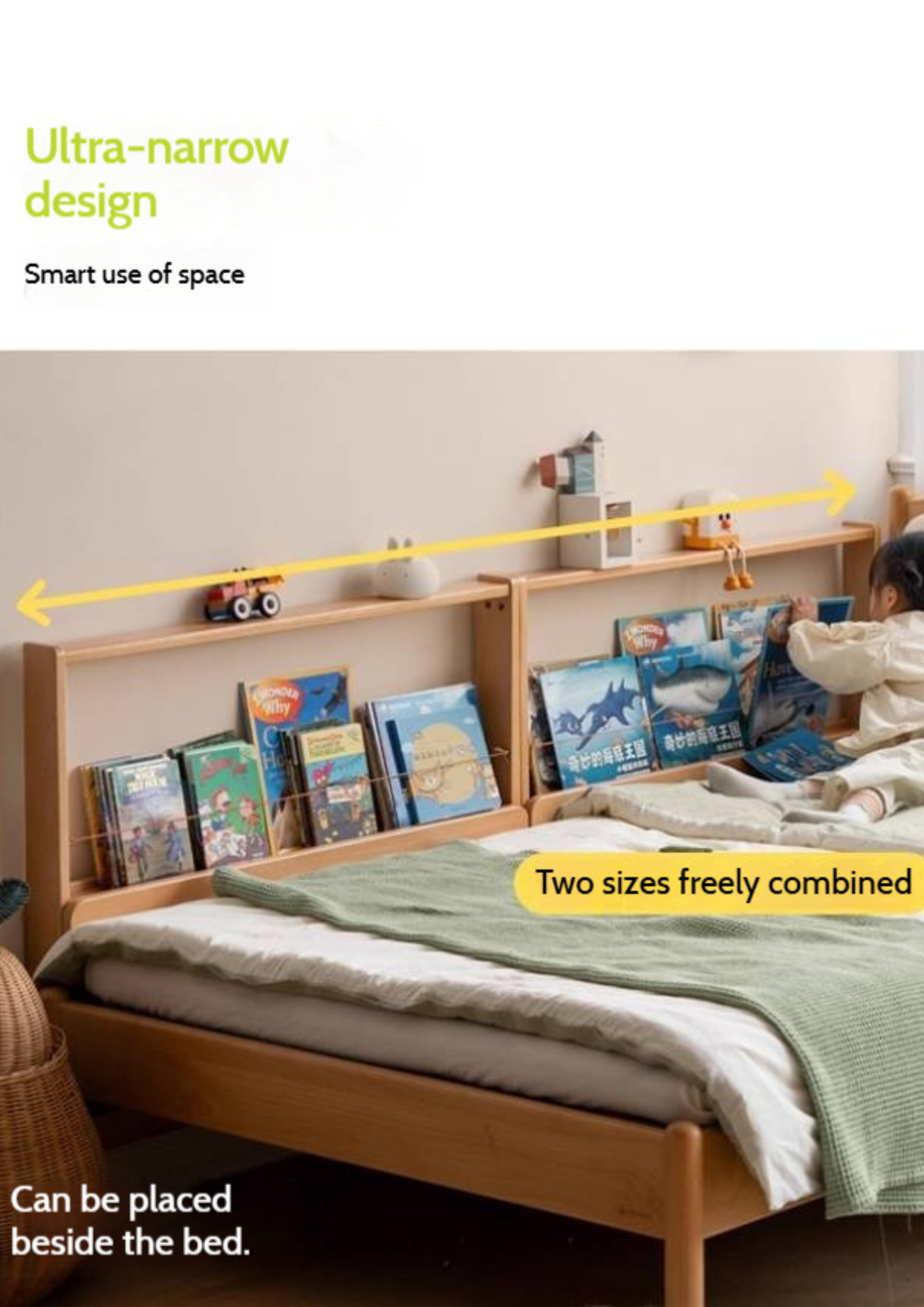 Beech Solid Wood Children's Bedside Miniature Bookshelf