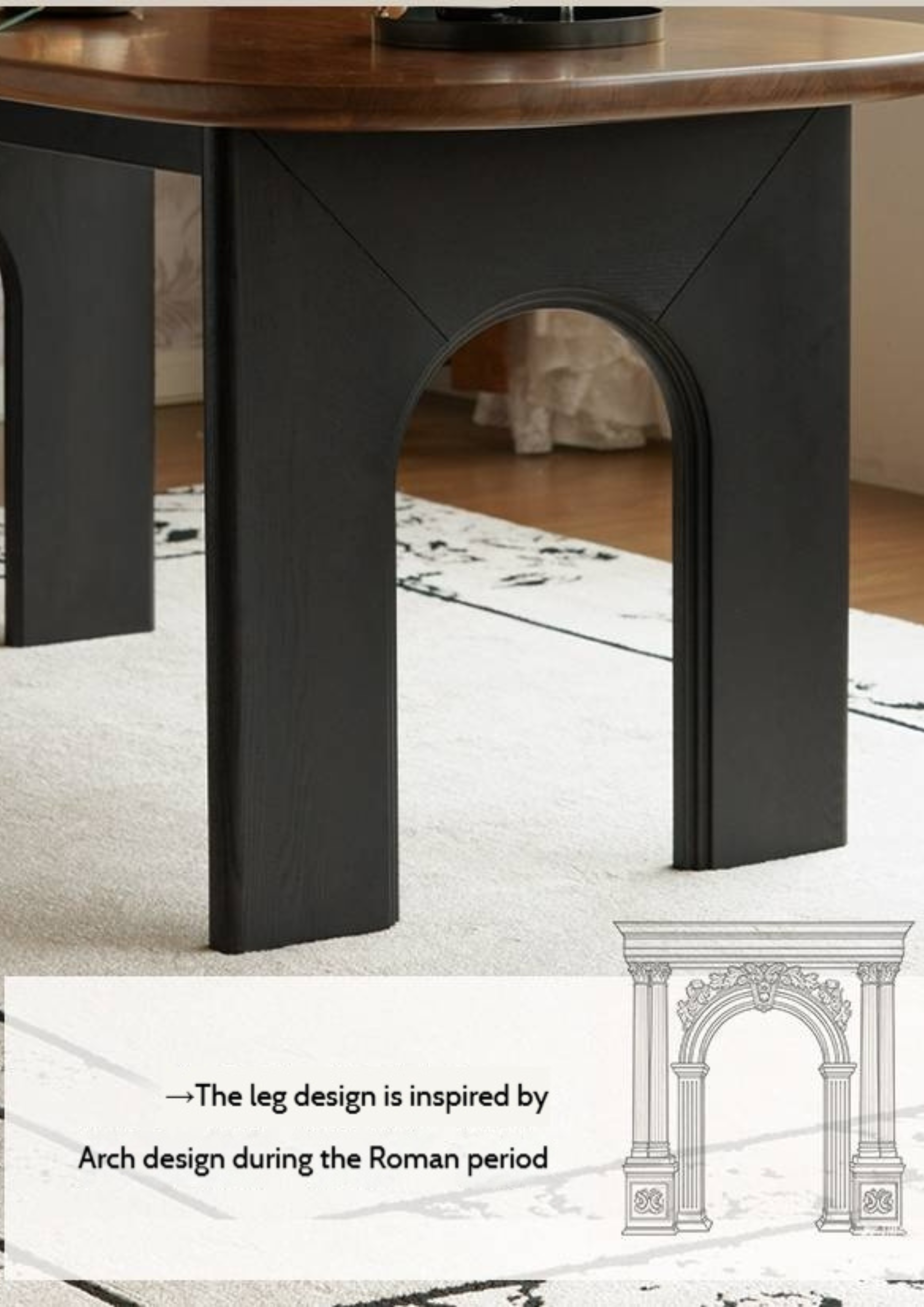 Black Walnut Solid Wood French Retro Style Dining Table