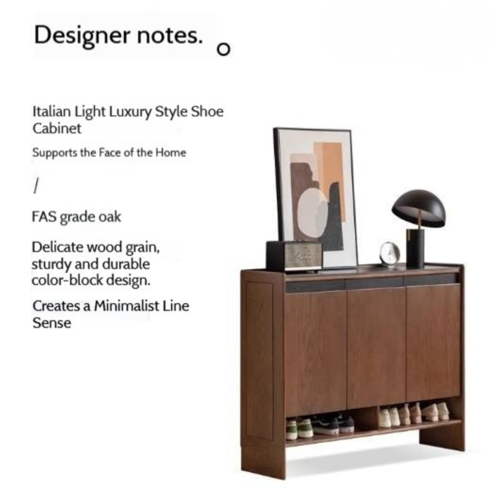 Oak Solid Wood Modern Rock Board Shoe Cabinet