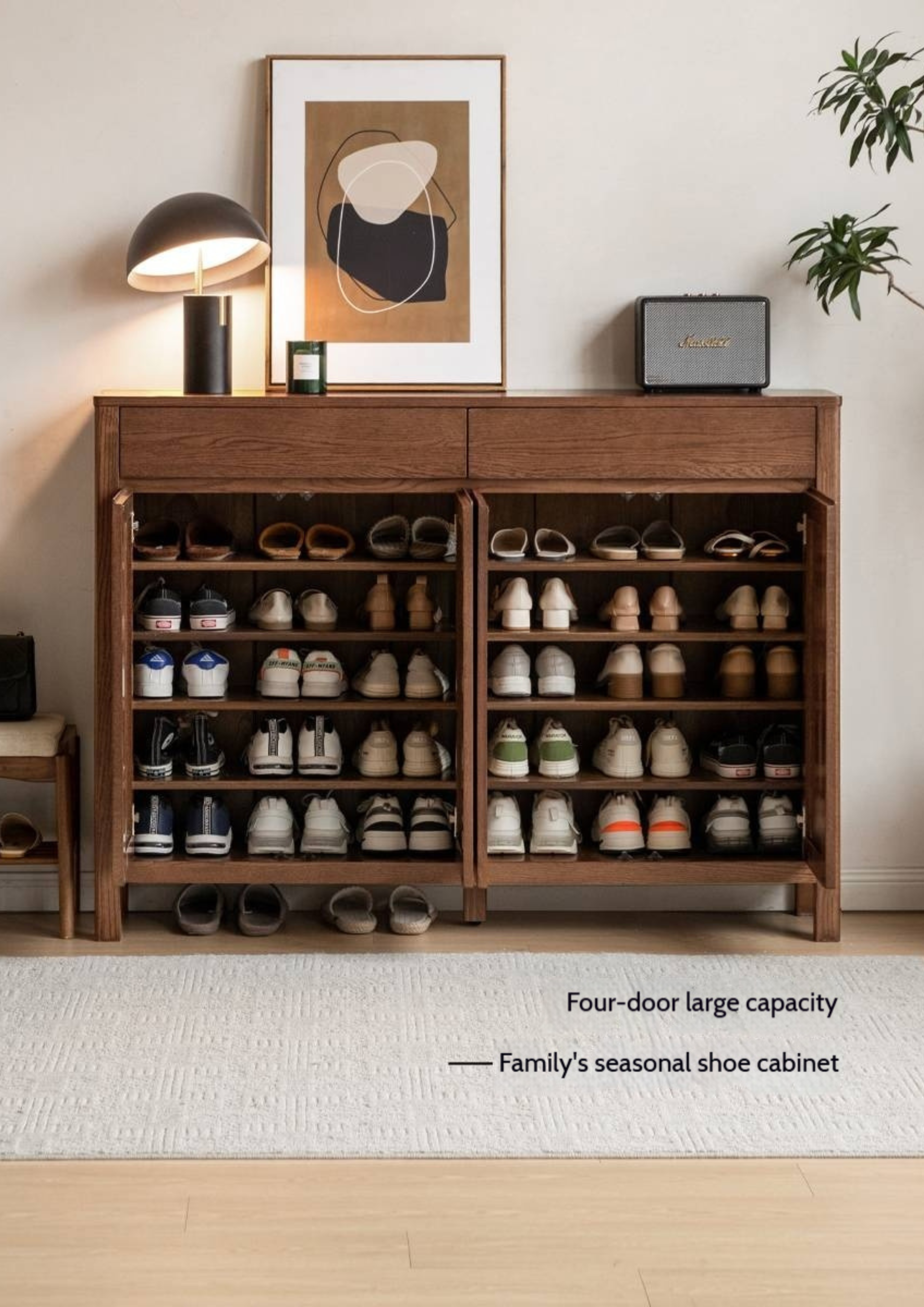 Ash Solid Wood Large Capacity Shoe Cabinet