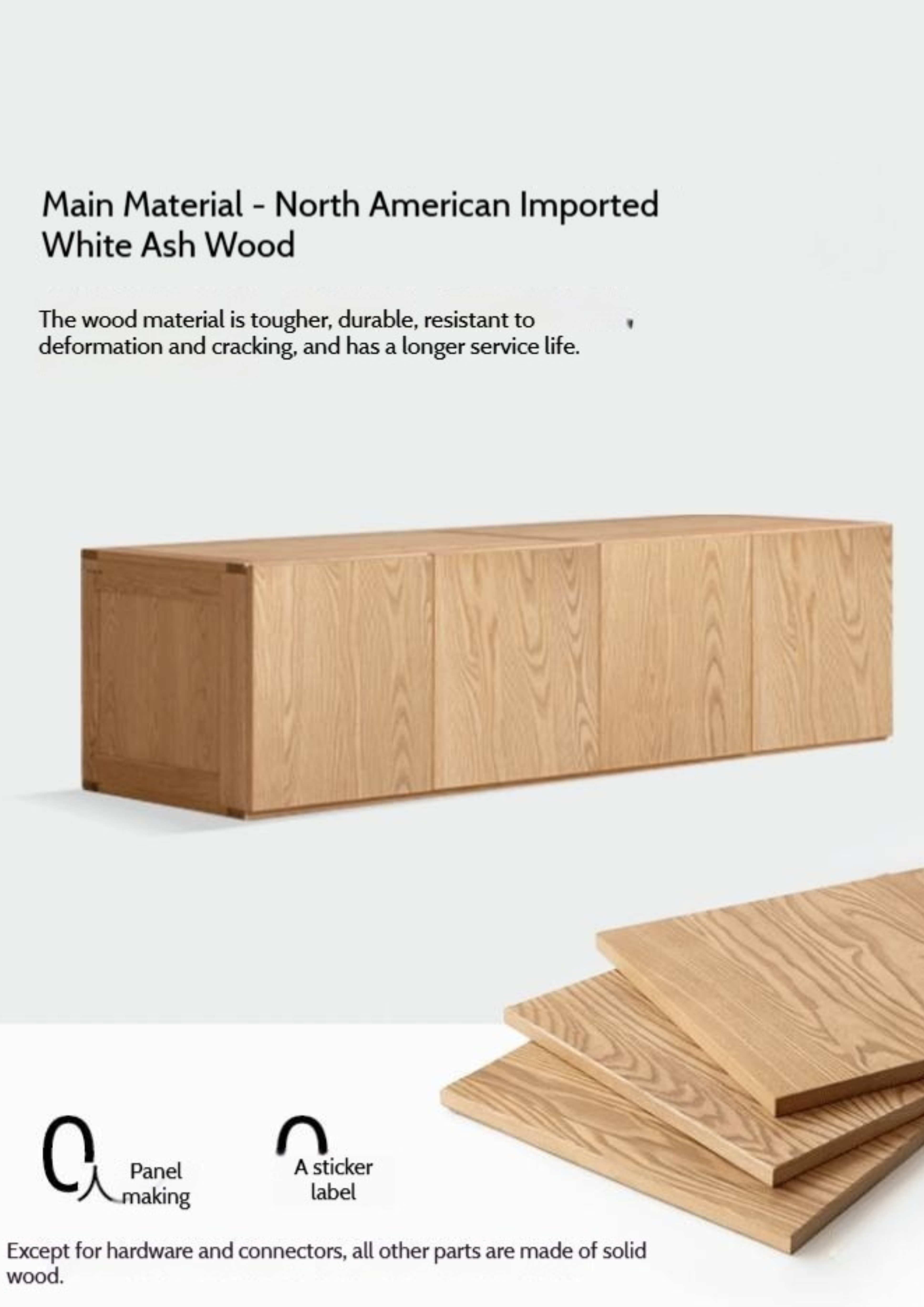 Oak, Ash, Cherry Solid Wood Modern Simple Wardrobe Top