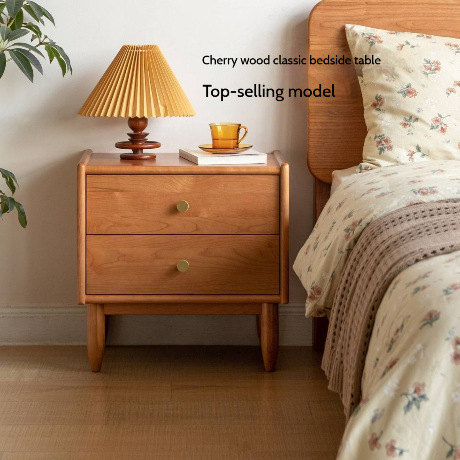 Cherry Solid Wood Retro Nightstand