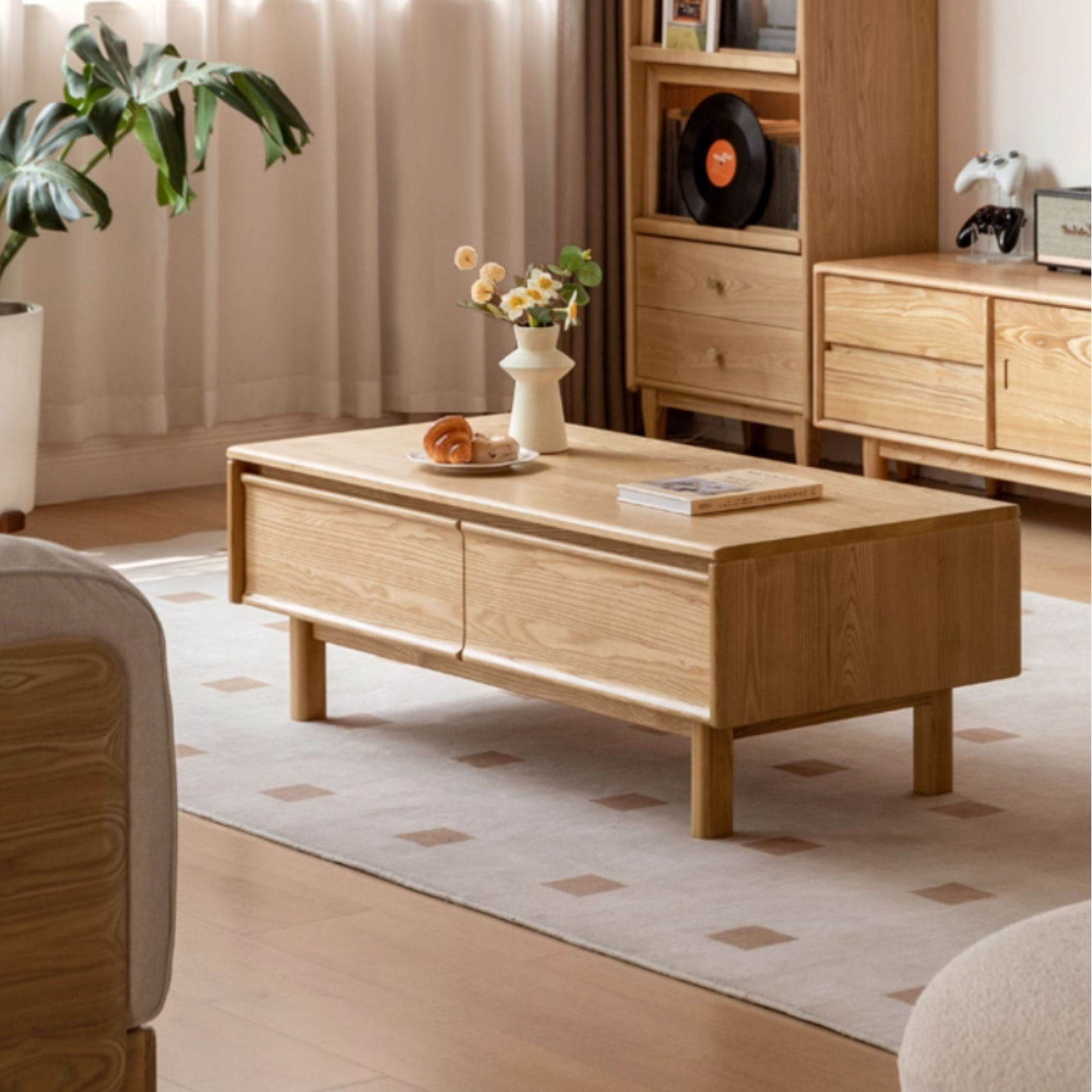 Oak, Ash Solid Wood Dual-Purpose Modern Tea Table