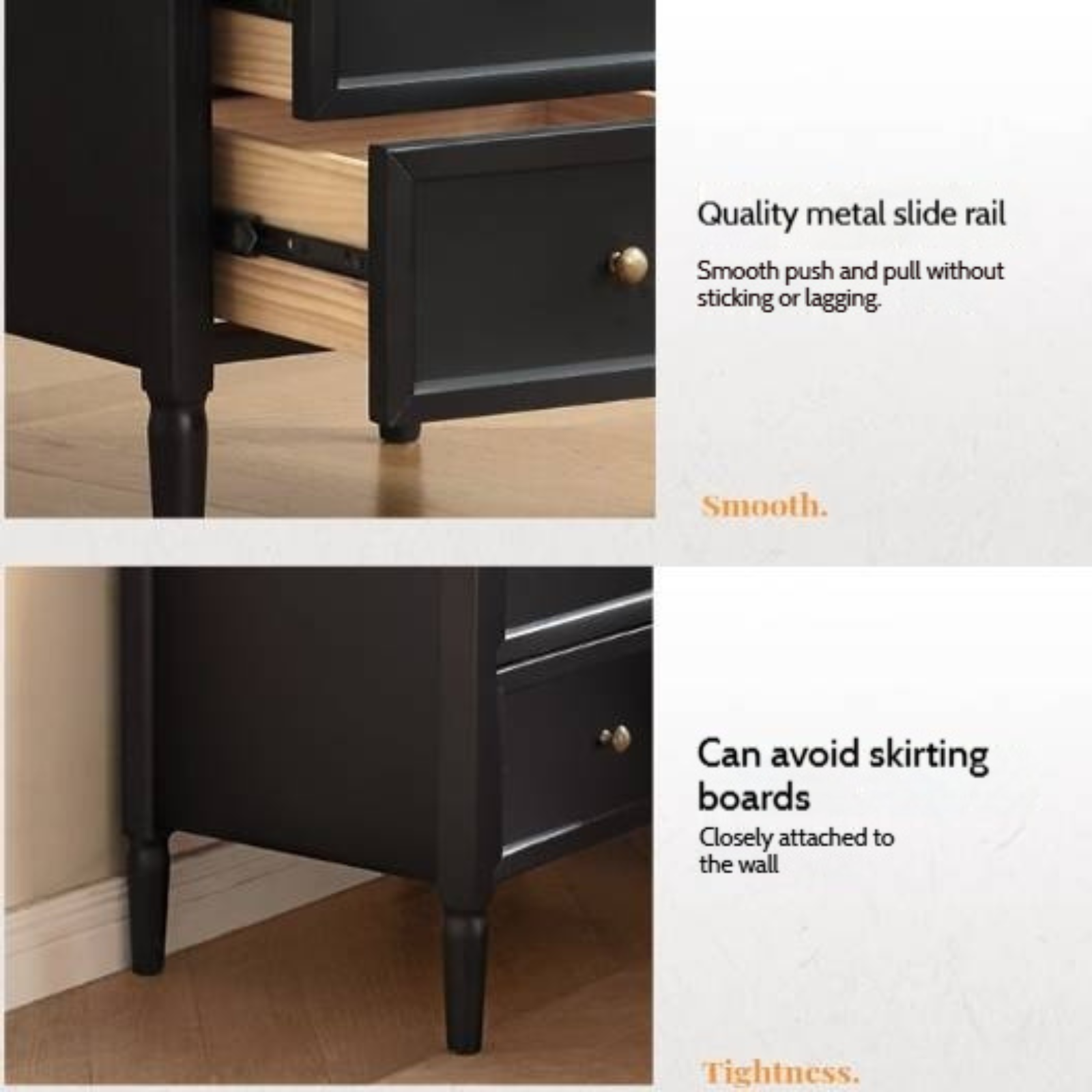 Solid Rubberwood Retro Style, American Style Nightstand