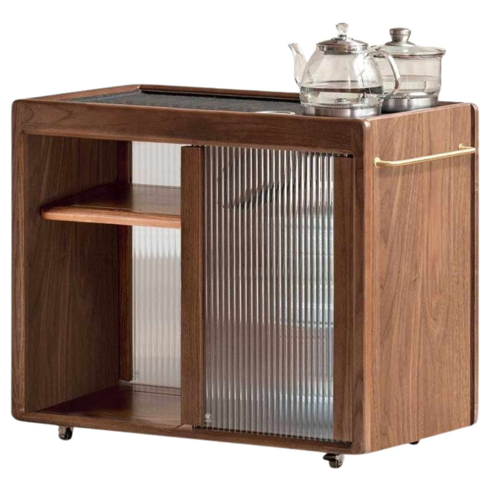 Black Walnut Solid Wood Tea Bar Integrated Side Cabinet