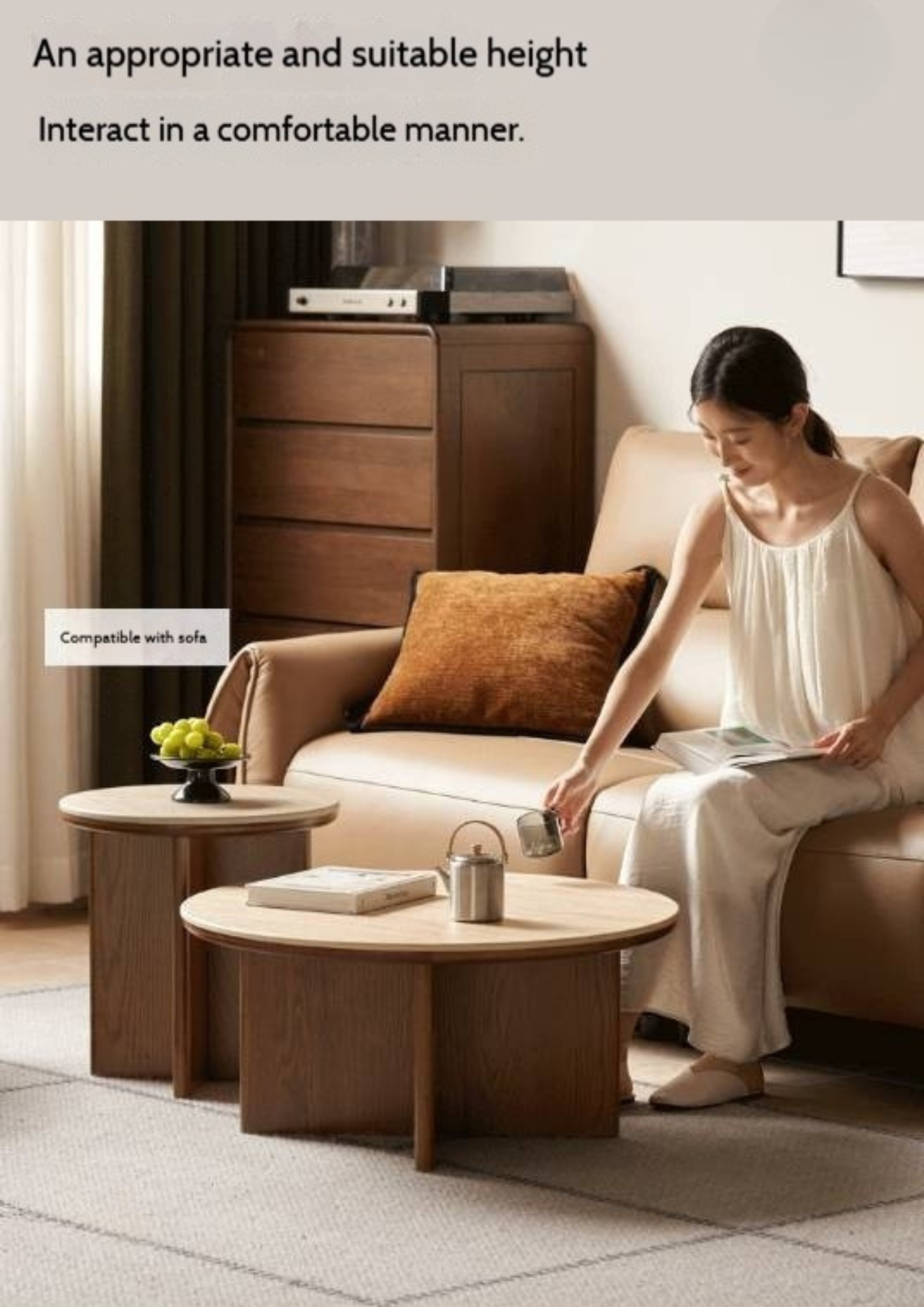 Oak Solid Wood Italian Light Luxury Style Slab Round Table