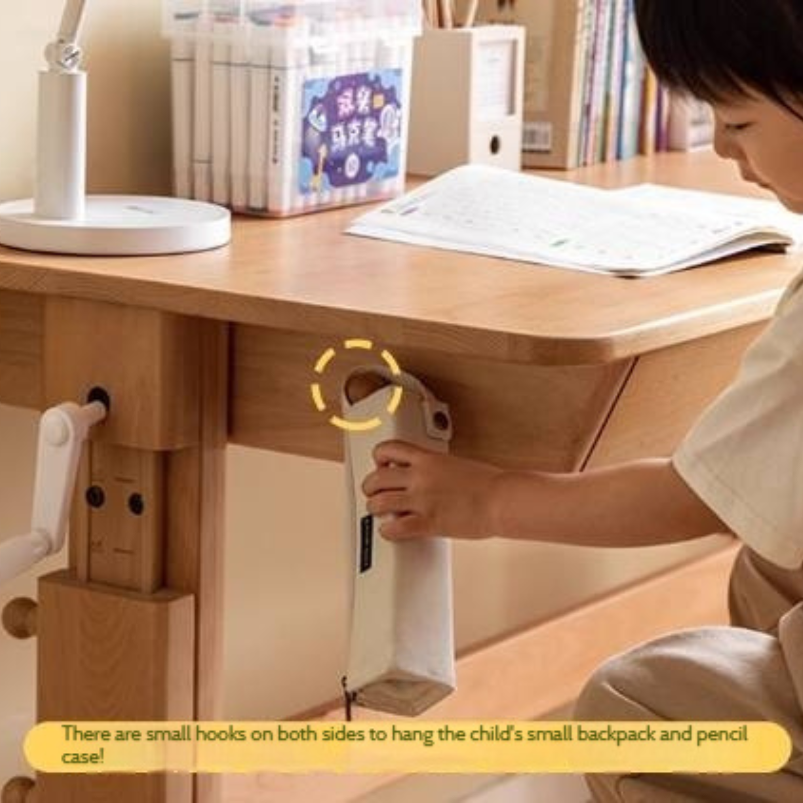 Beech Solid Wood Children's Hand-cranked Height Desk