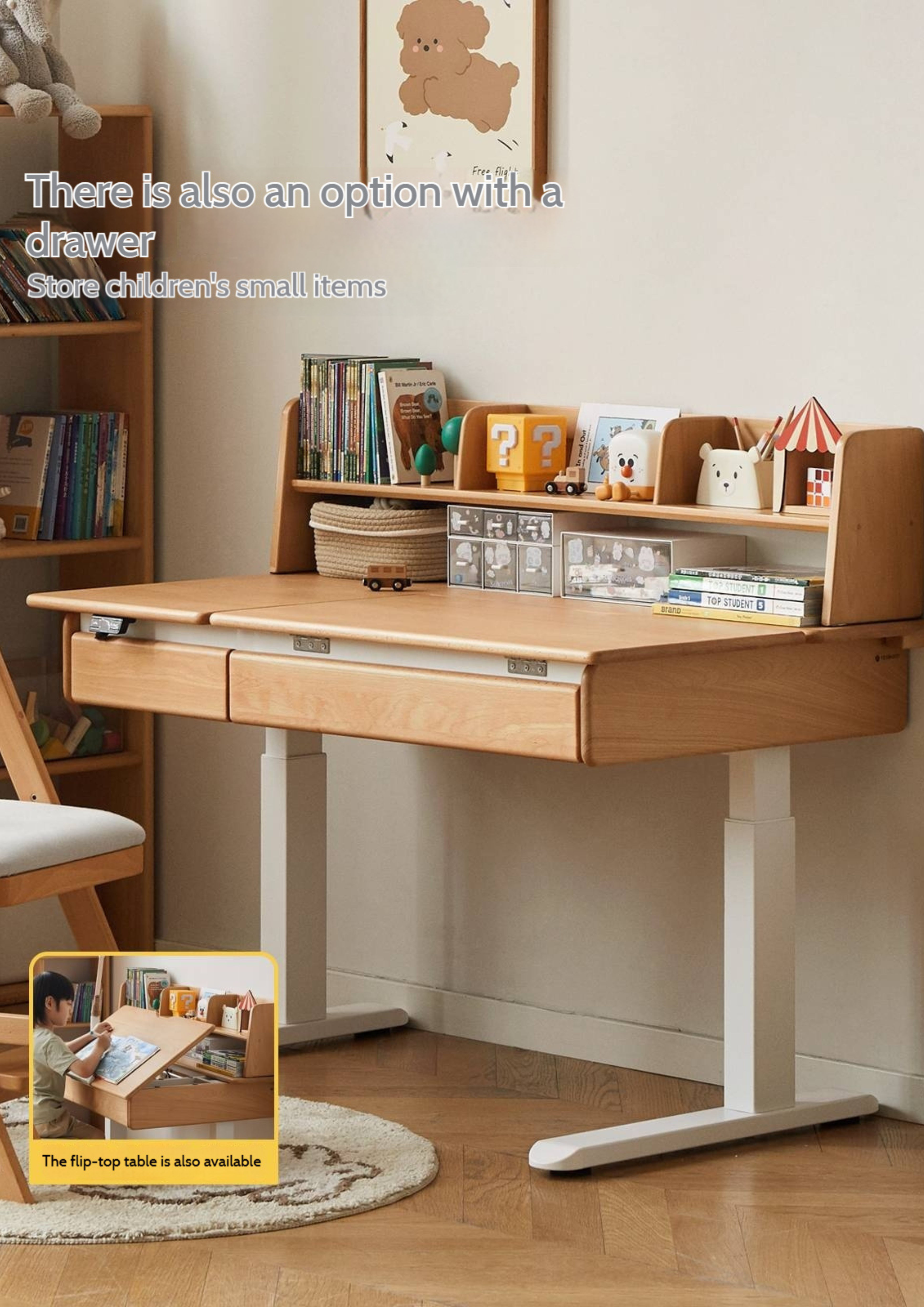 Beech Solid Wood Children's Electric Learning Desk