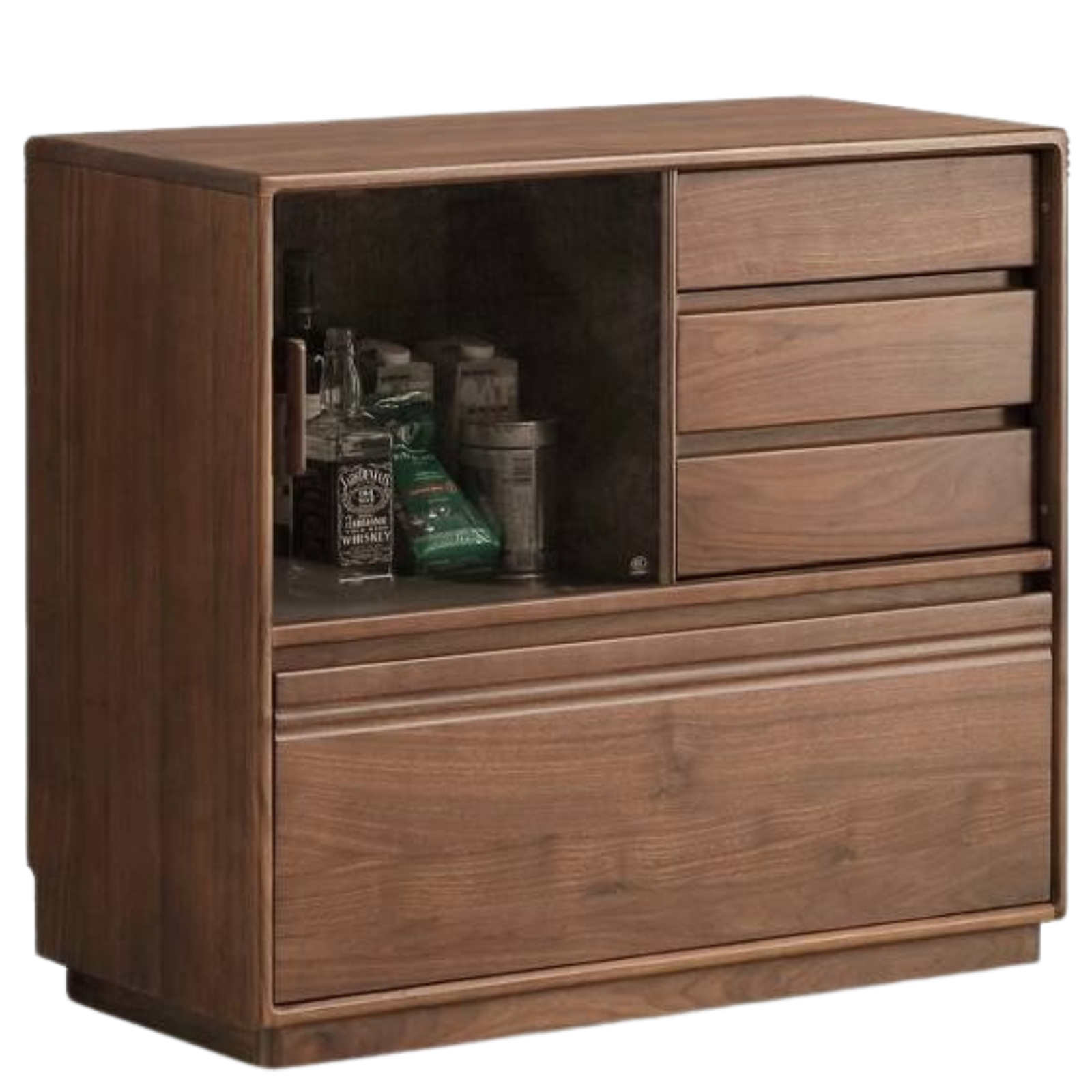 Black Walnut Solid Wood Modern Side Cabinet