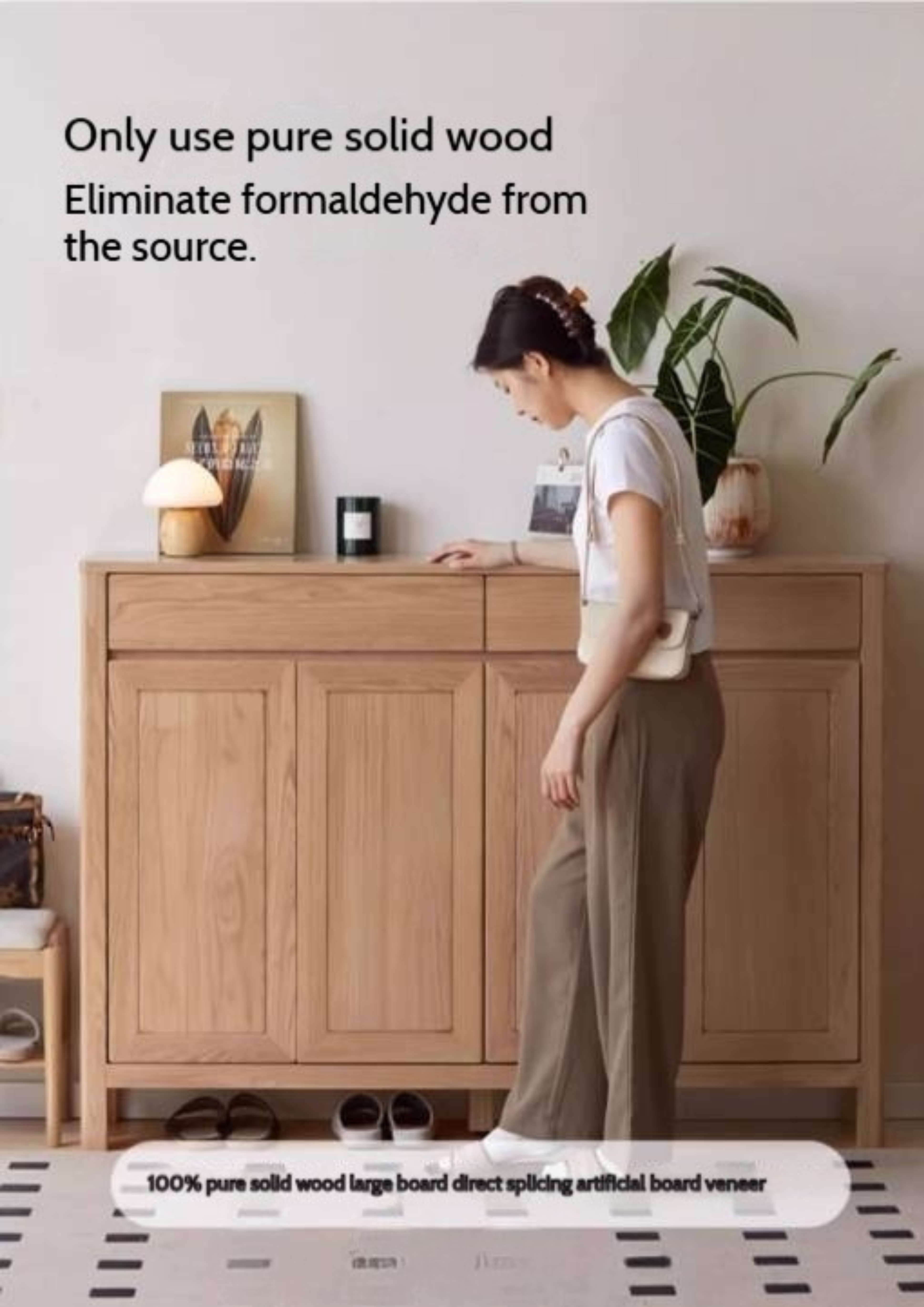 Ash Solid Wood Modern Large Shoe Cabinet