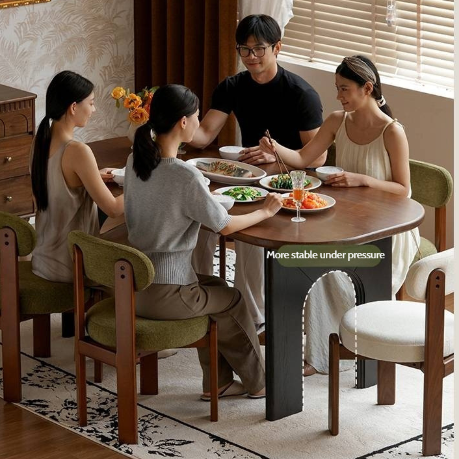 Black Walnut Solid Wood French Retro Style Dining Table