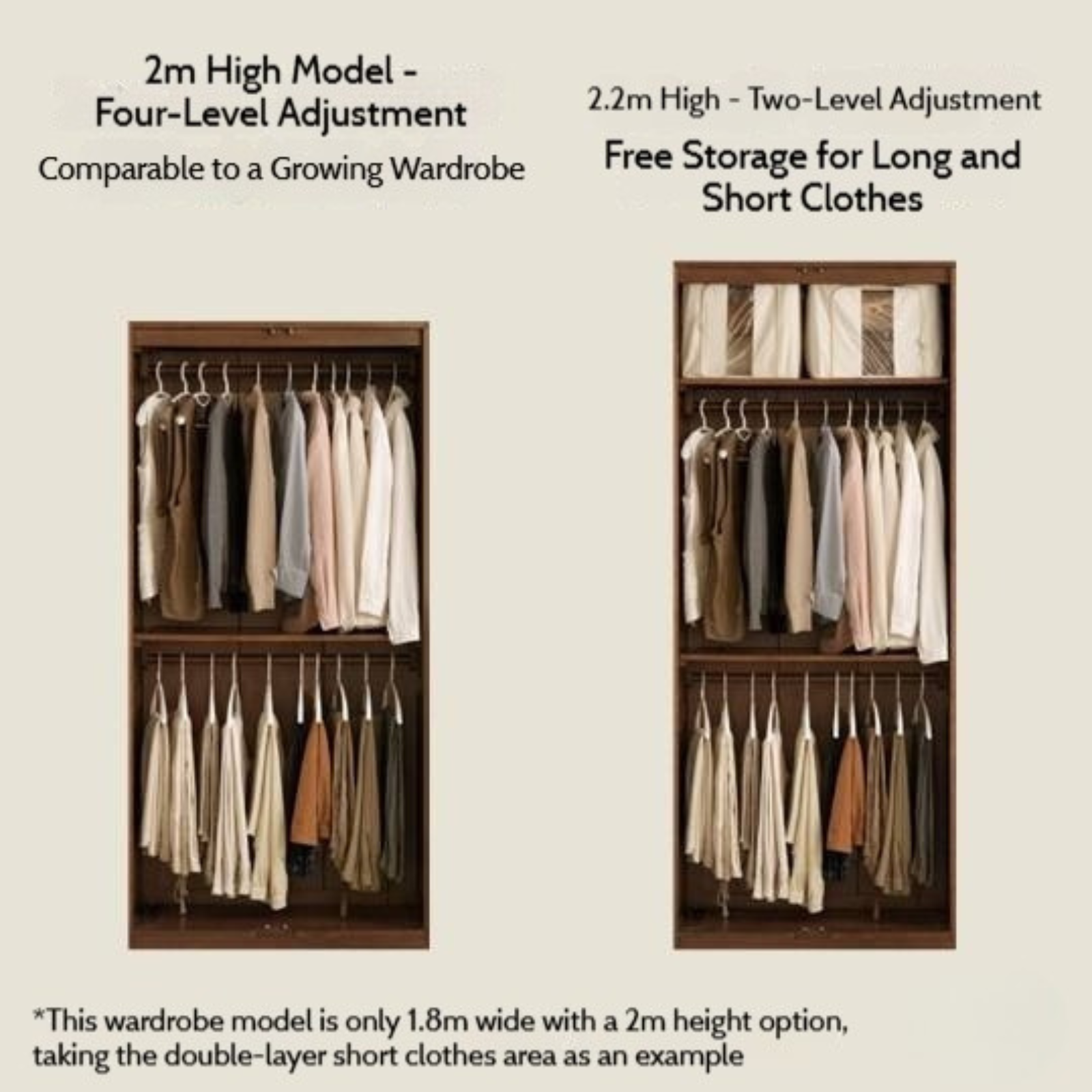 Sandalwood, Black Walnut Solid Wood Modern Double Door Wardrobe