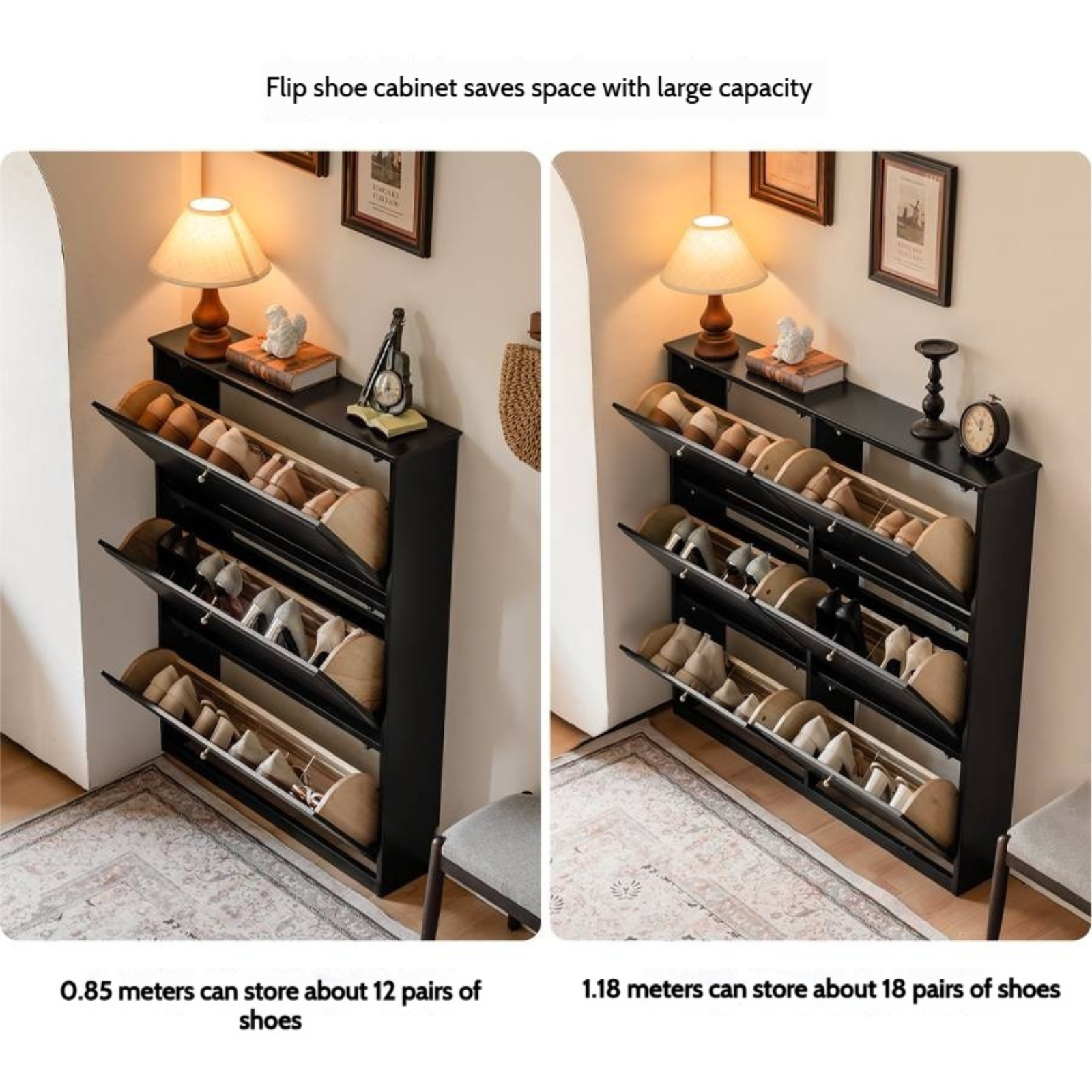Oak Solid Wood American Retro Style Shoe Cabinet
