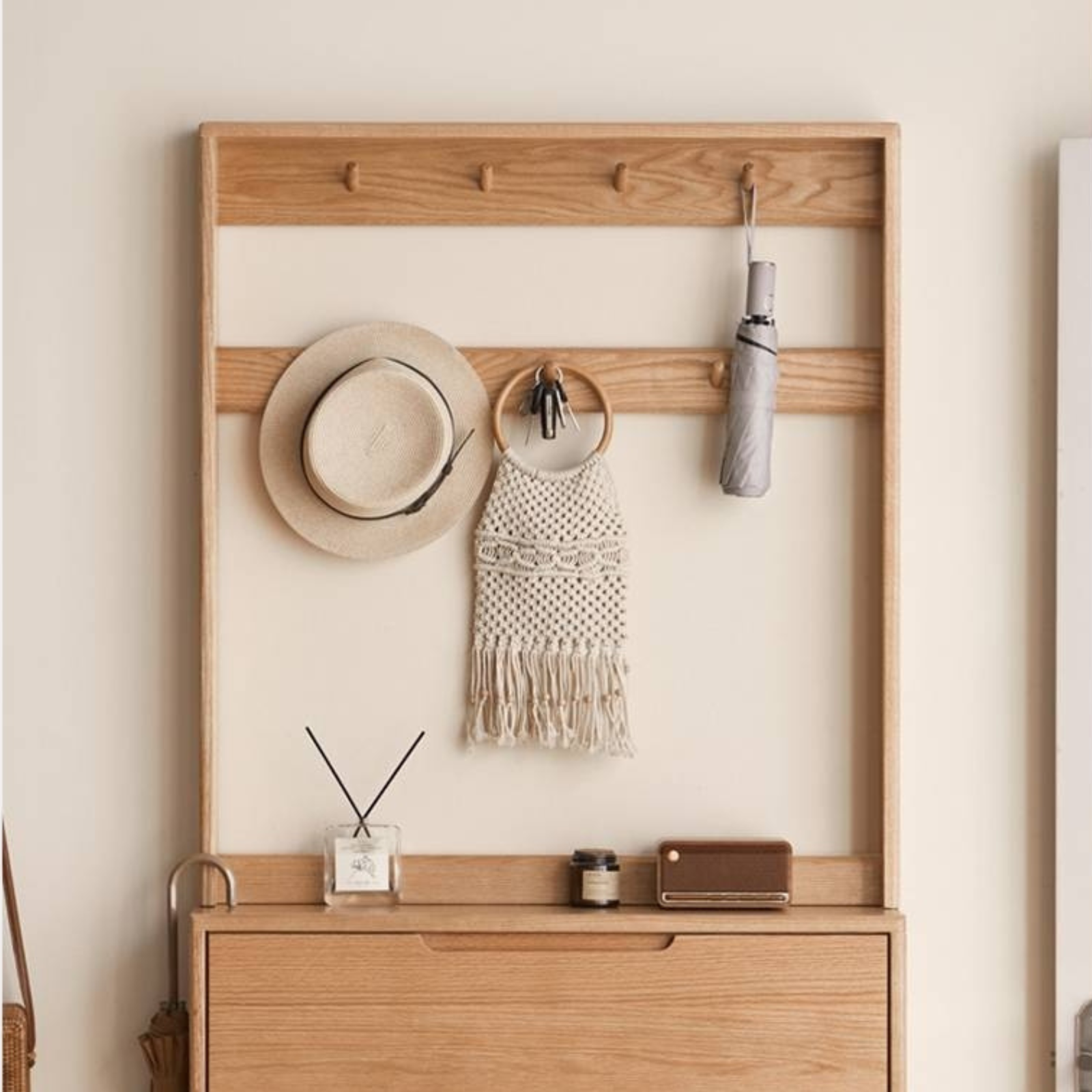 Oak, Poplar Solid Wood Ultra Thin Shoe Cabinet