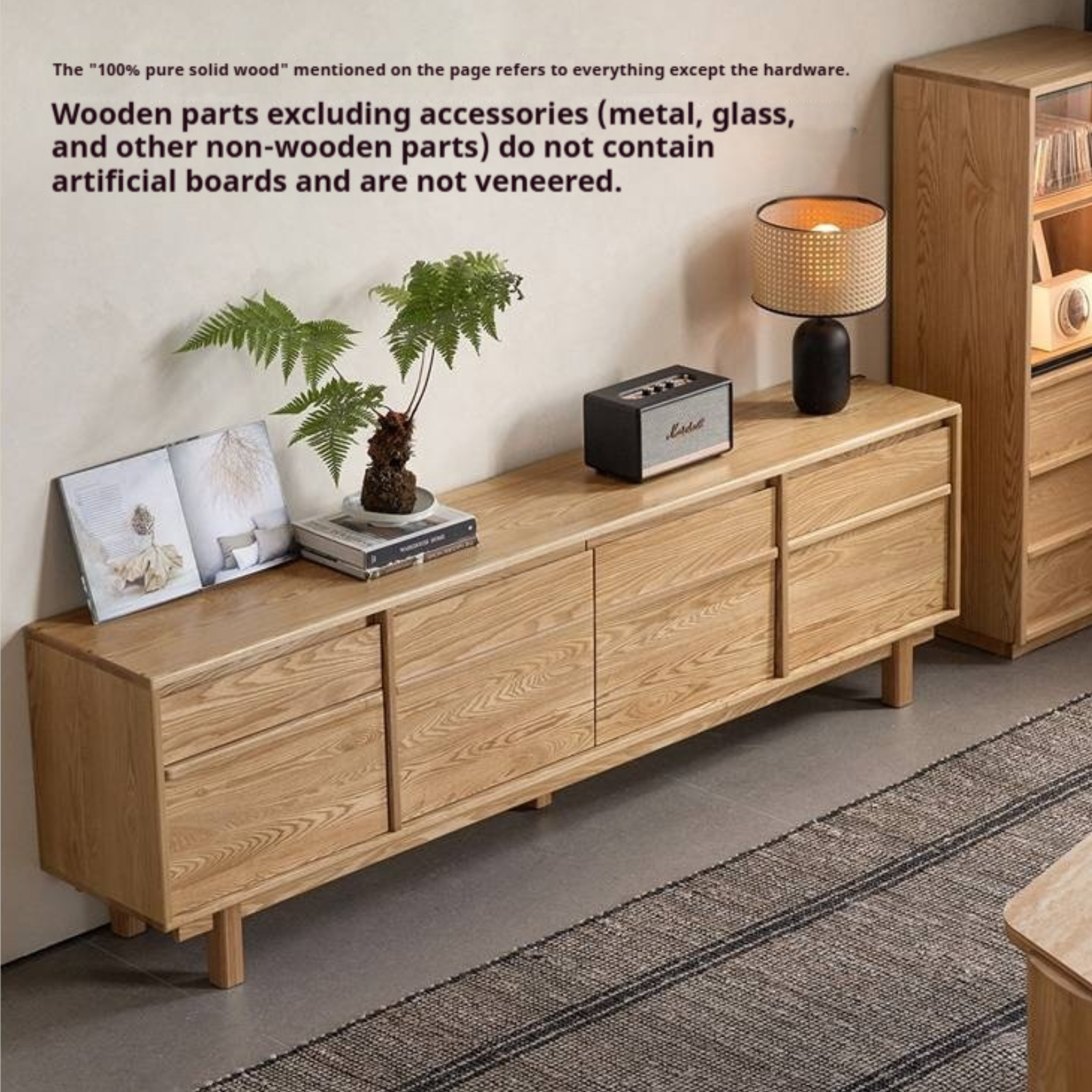 Ash Solid Wood Wabi-Sabi Style TV Cabinet