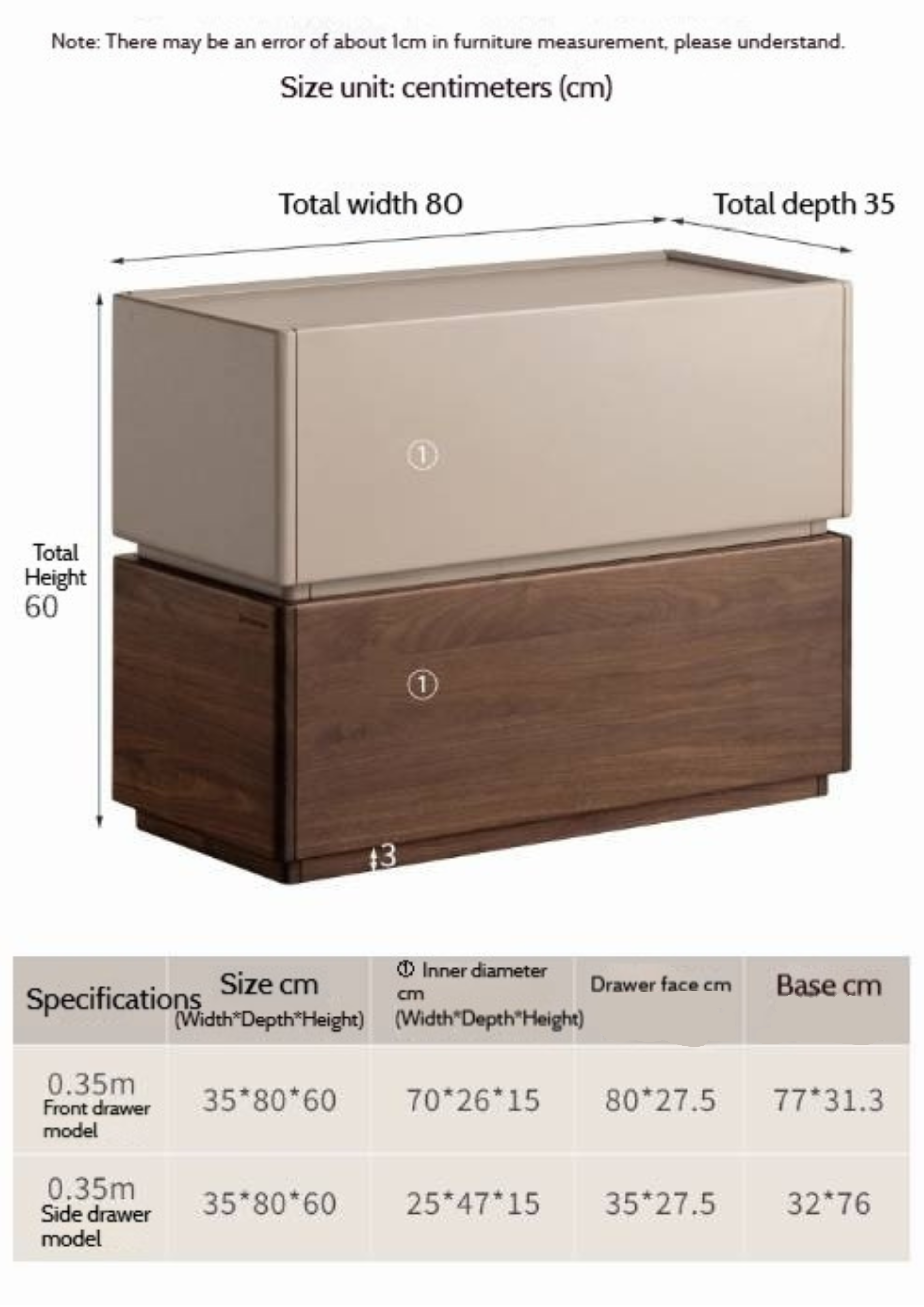 Black Walnut Solid Wood Italian Light Luxury Style Side Table