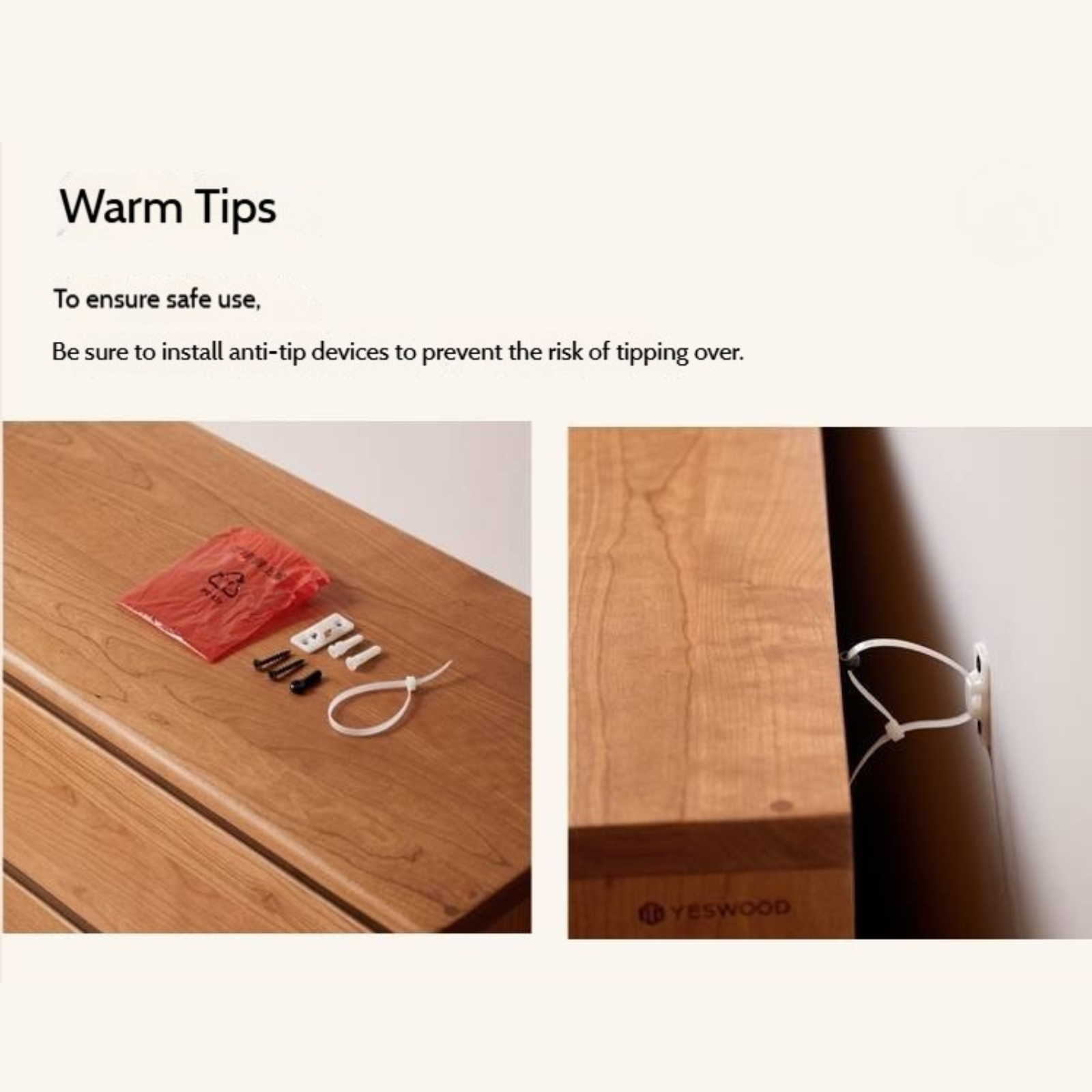 Cherry Solid Wood Retro Six-Drawer Chest