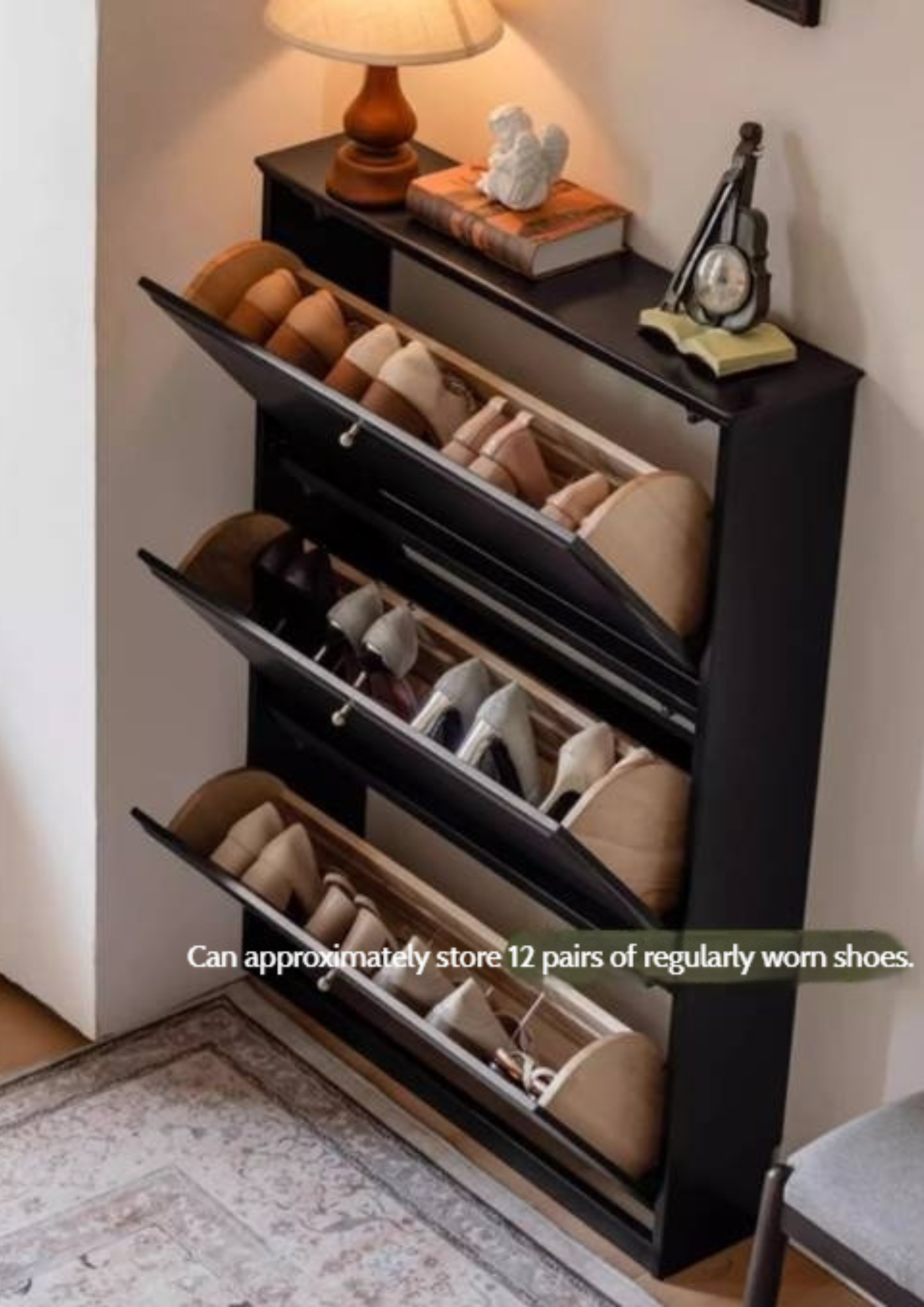 Oak Solid Wood American Retro Style Shoe Cabinet