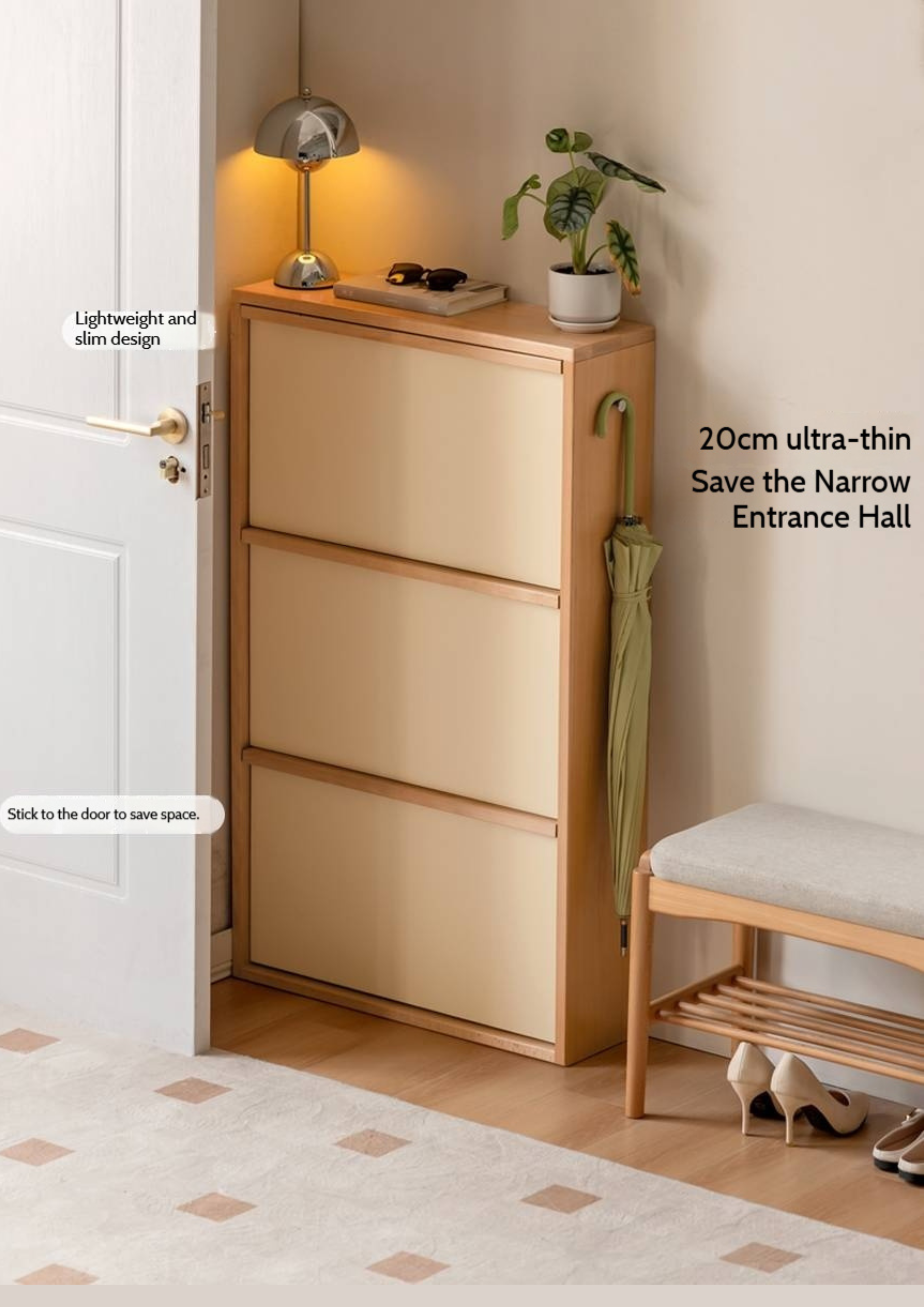 Beech Solid Wood Shoe Cabinet Hallway Cabinet