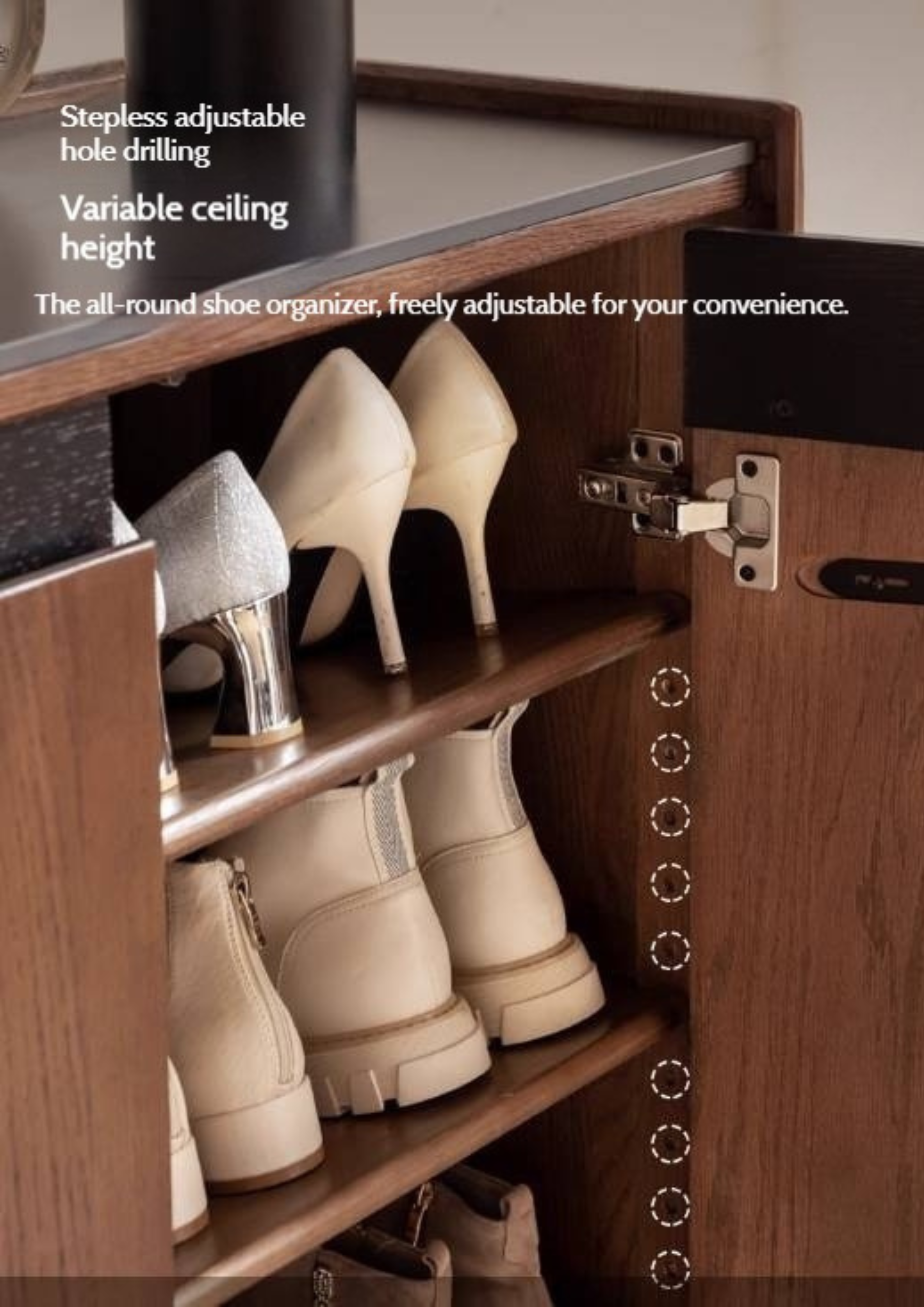 Oak Solid Wood Modern Rock Board Shoe Cabinet