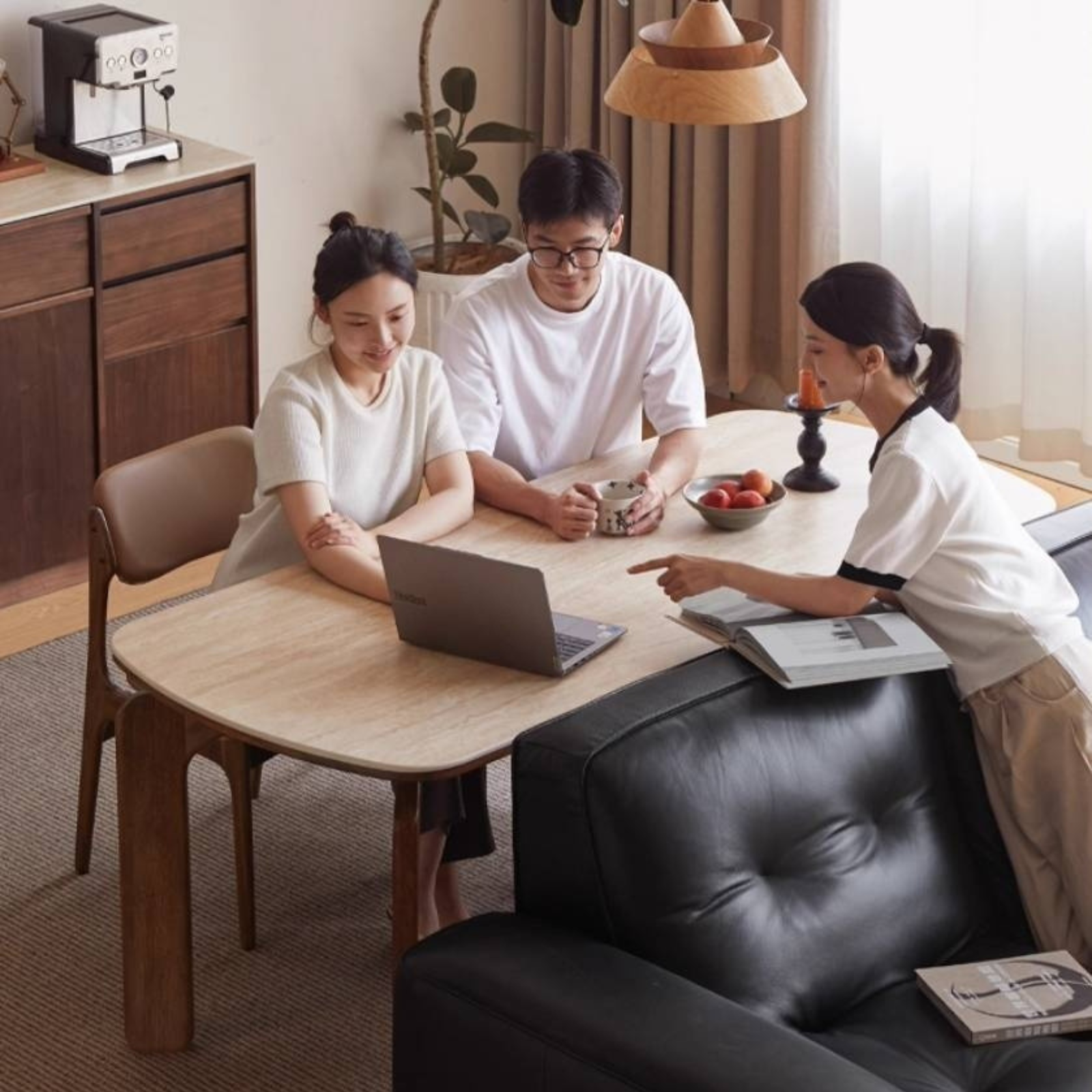 Sandalwood Solid Wood Rock Board Retro Antique Style Dining Table