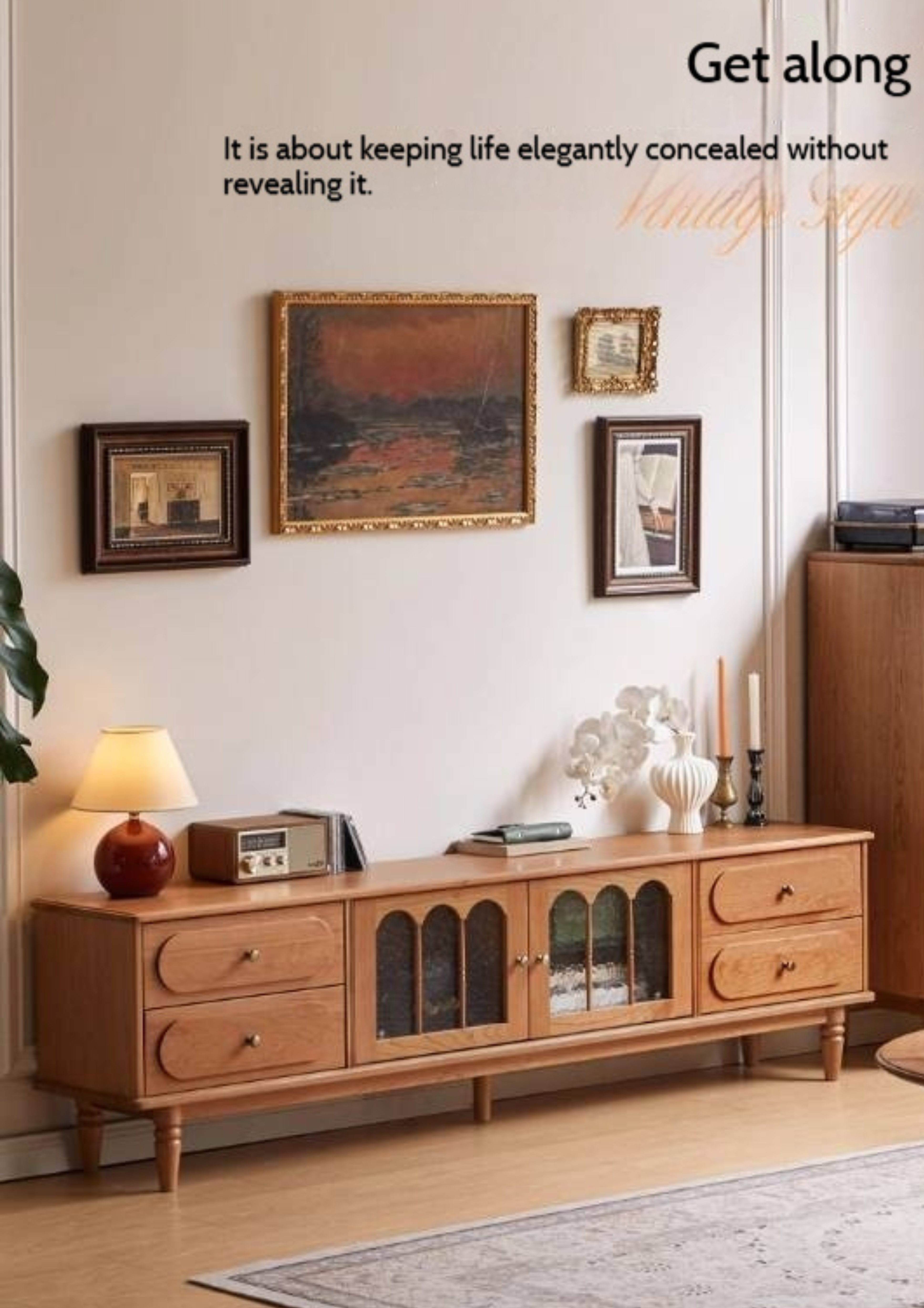 Cherry Solid Wood Style French Retro TV Stand