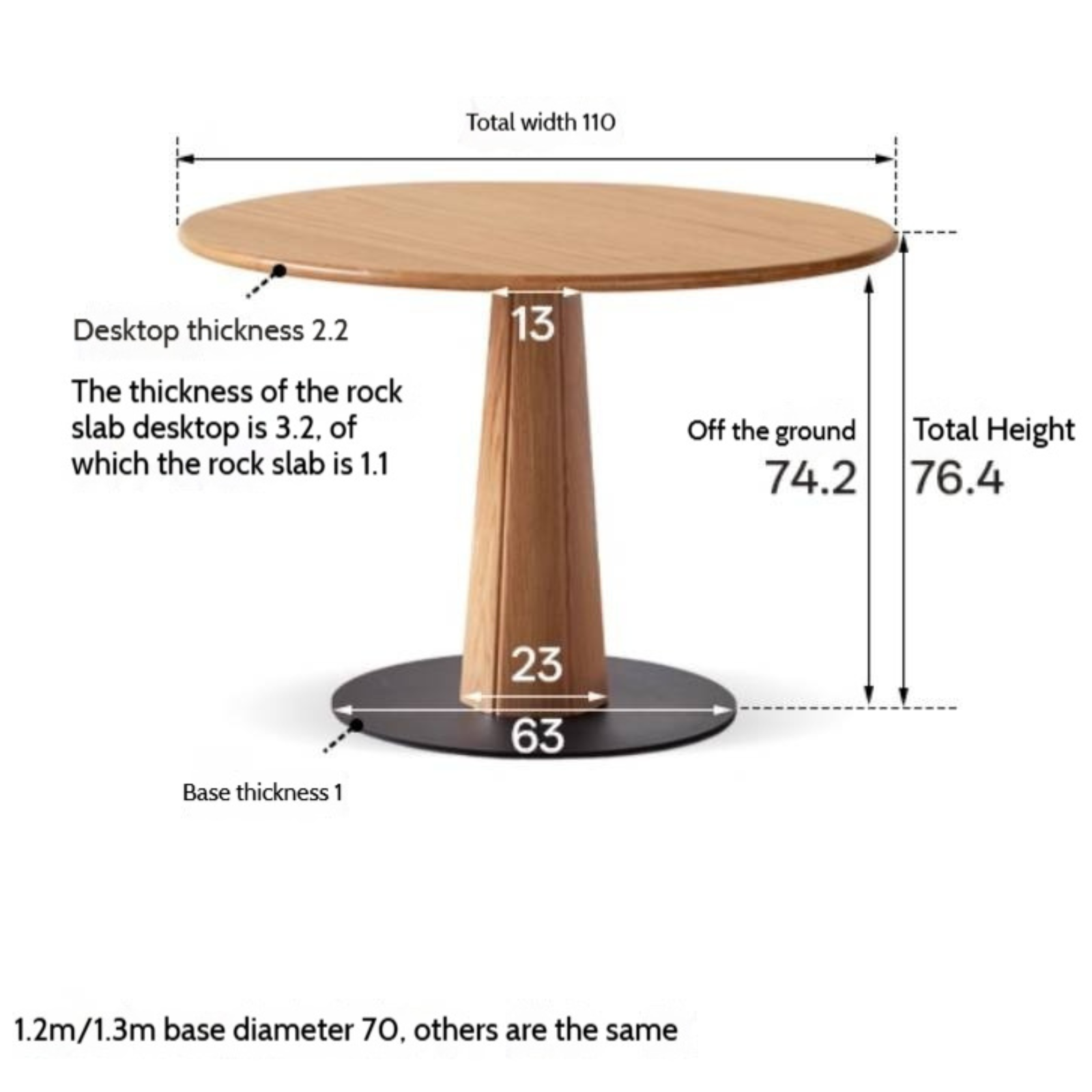 Oak Solid Wood Slab Round Dining Table