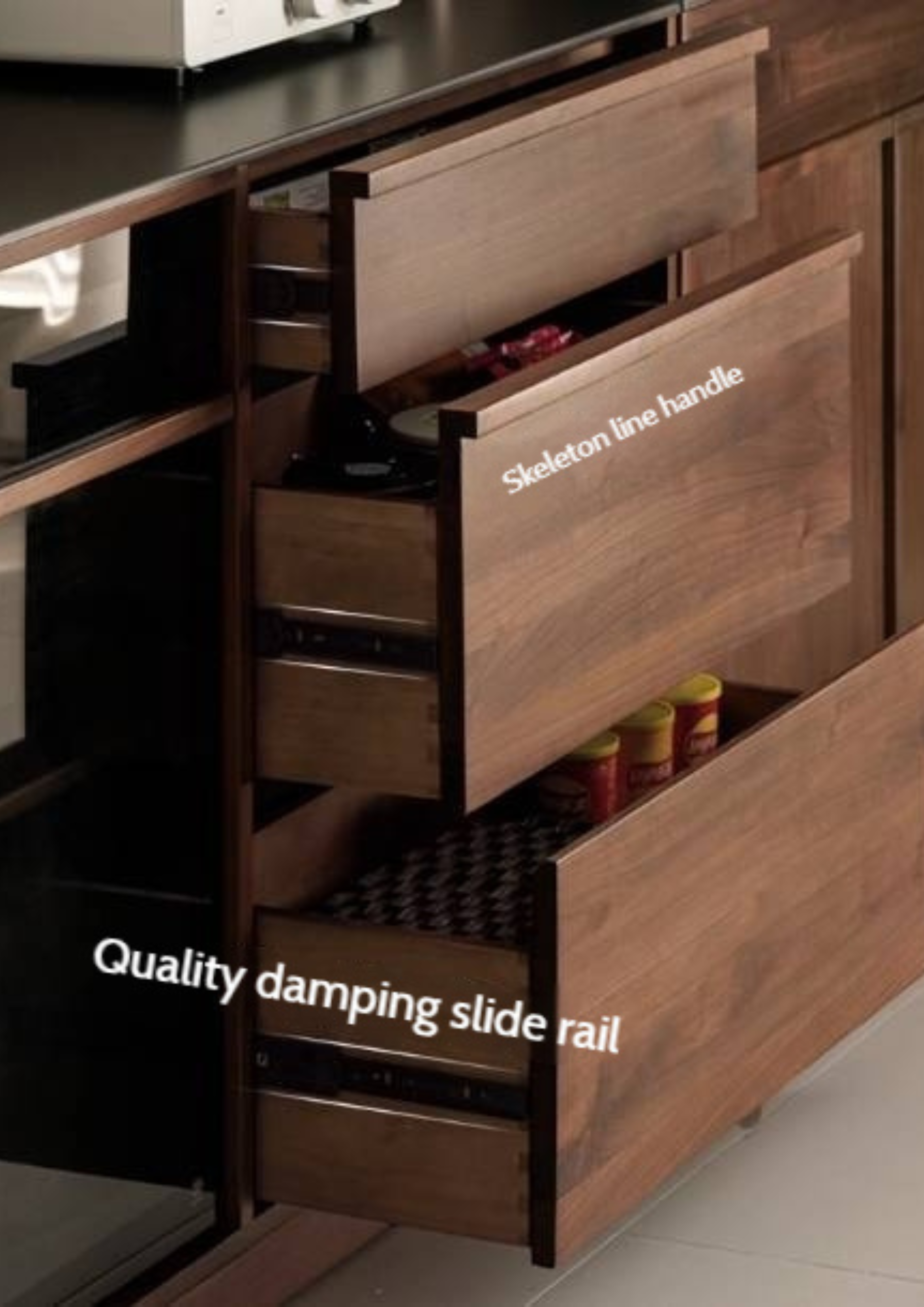 Black Walnut, Ash Solid Wood Light Luxury Style Rock Board Sideboard
