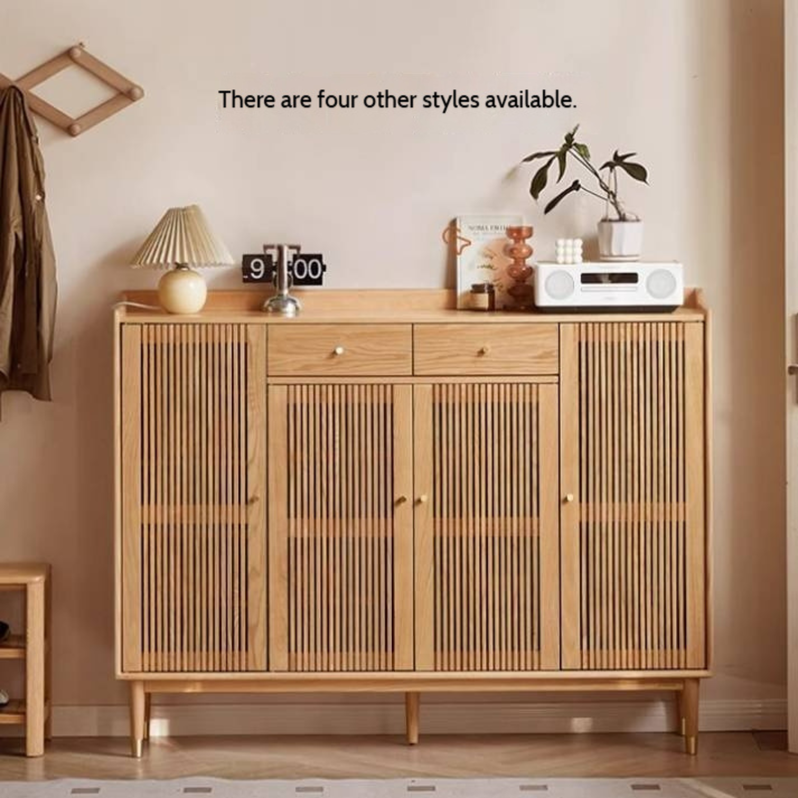 Oak Modern Nordic Shoe Cabinet.