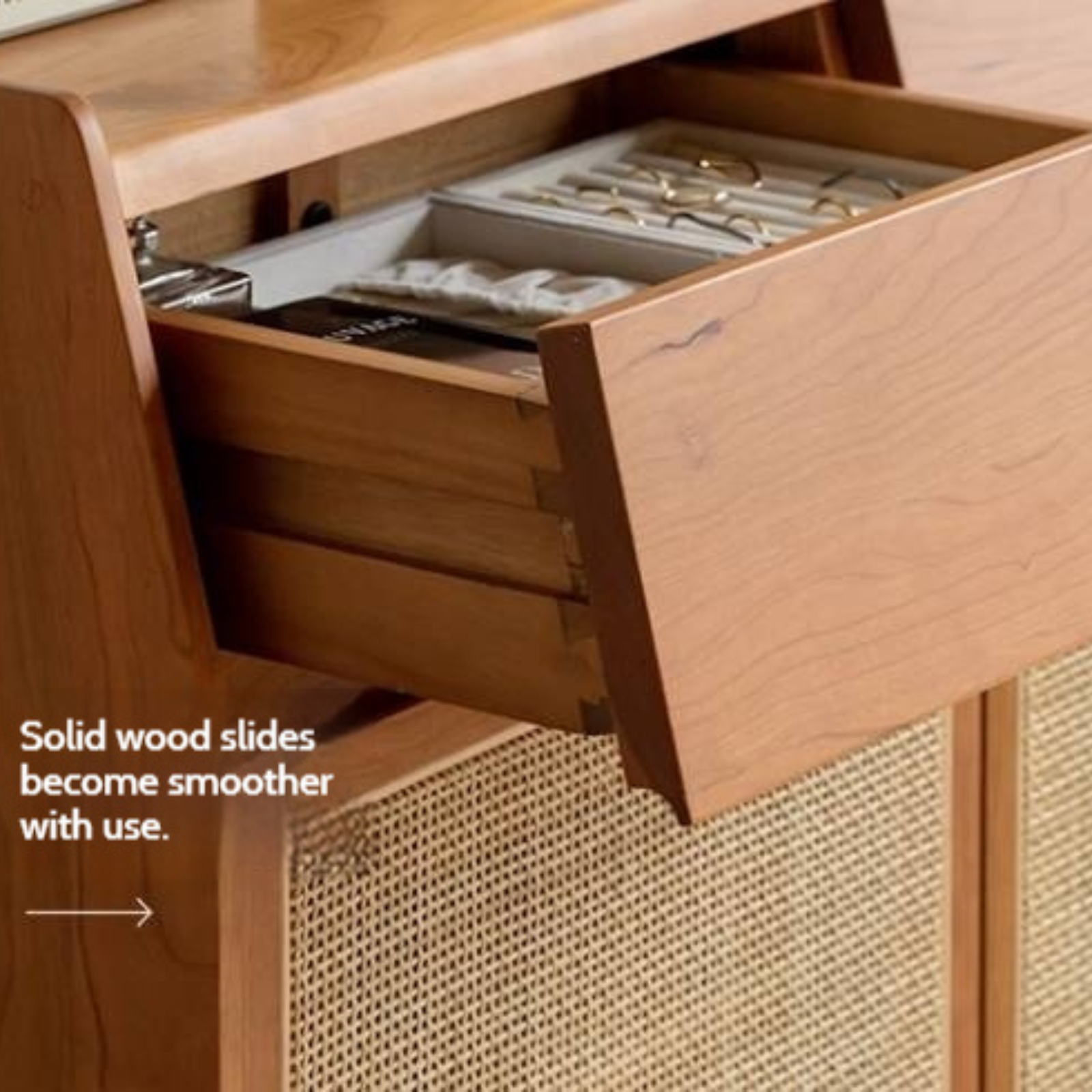 Сherry, Oak Solid Wood Rattan Locker Shoe Cabinet