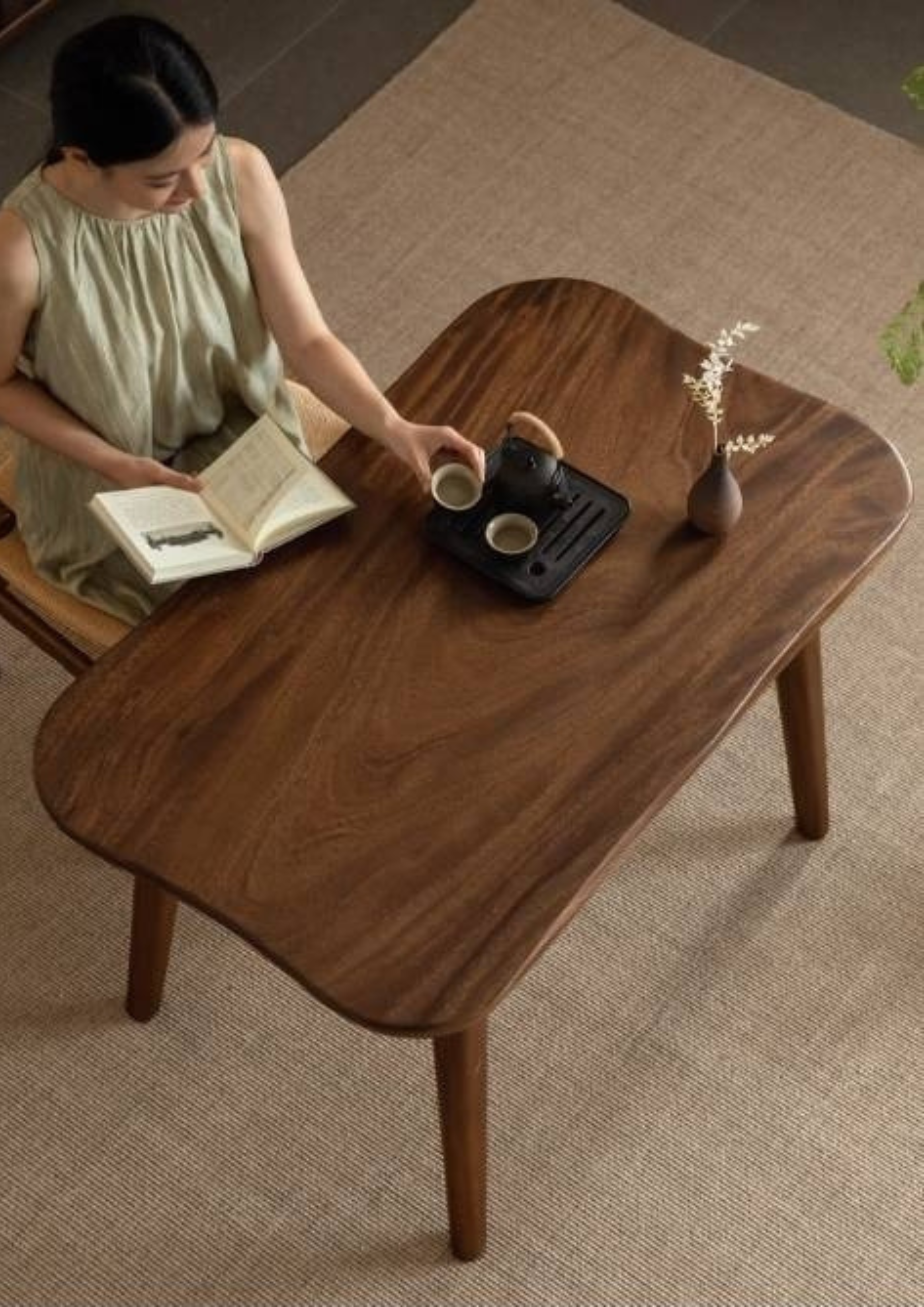 Black Walnut Solid Wood Natural Edge Tea Table