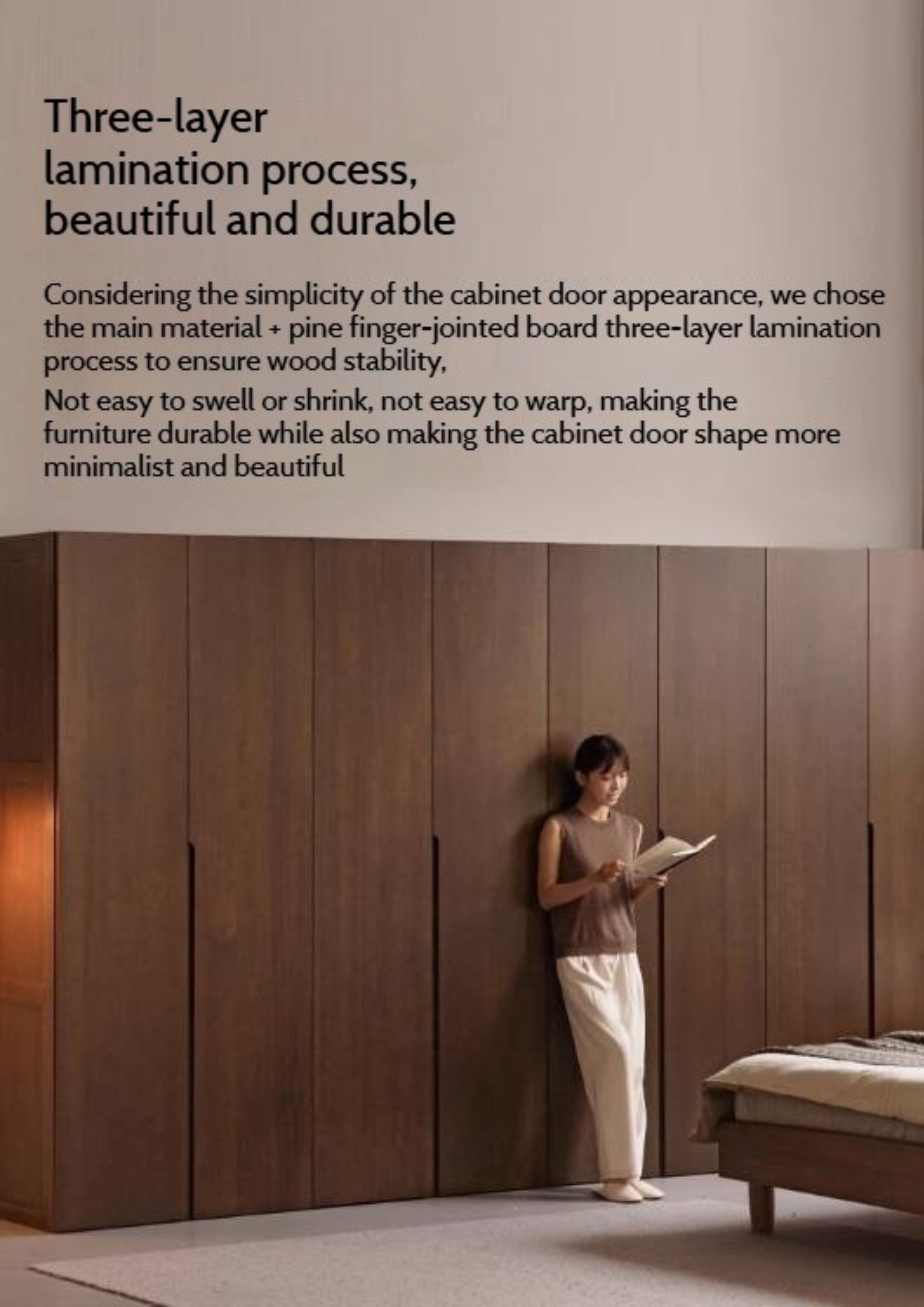 Sandalwood, Black Walnut Solid Wood Modern Double Door Wardrobe