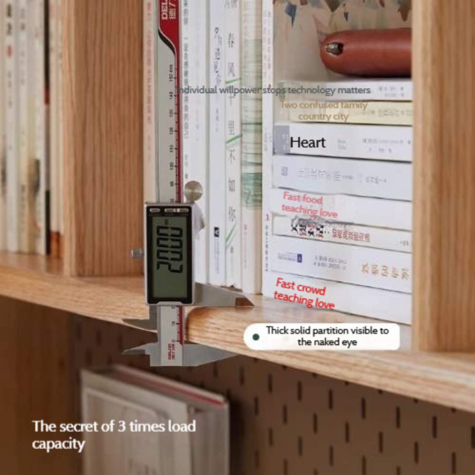 Oak Solid Wood Office Desk and Bookshelf Integrated