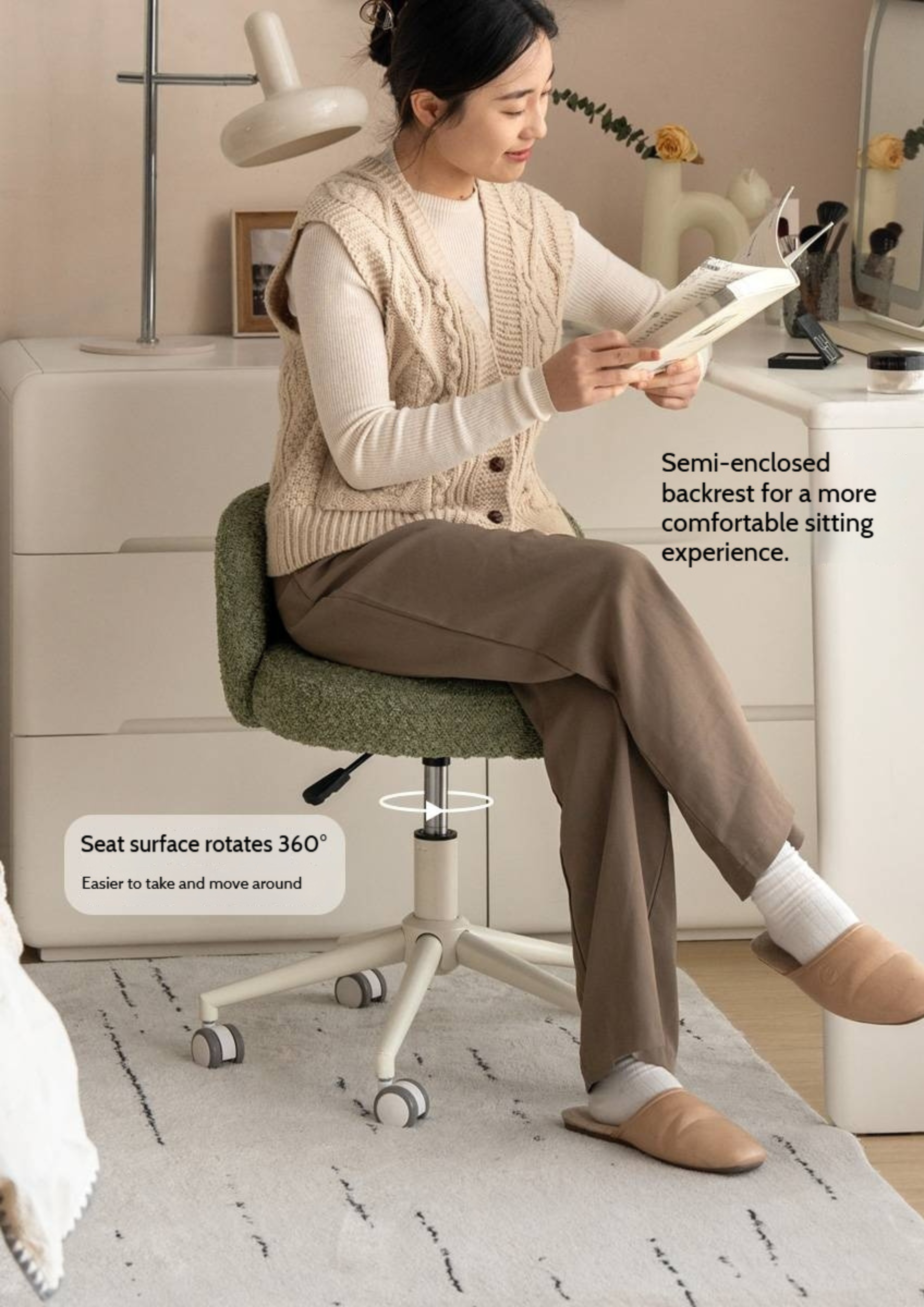 Modern Height Adjustable Makeup Chair