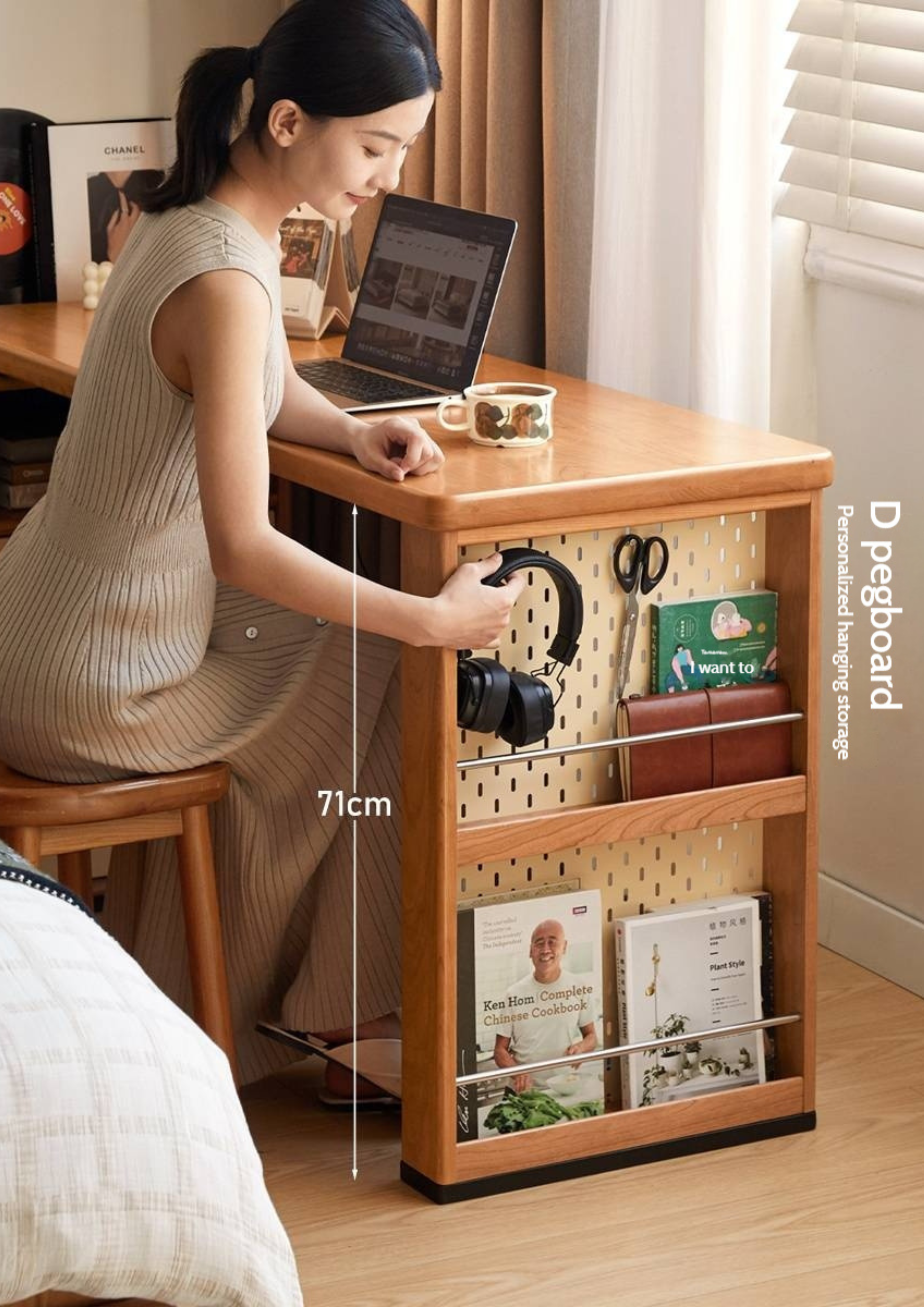 Cherry Solid Wood Vintage Style Office Desk