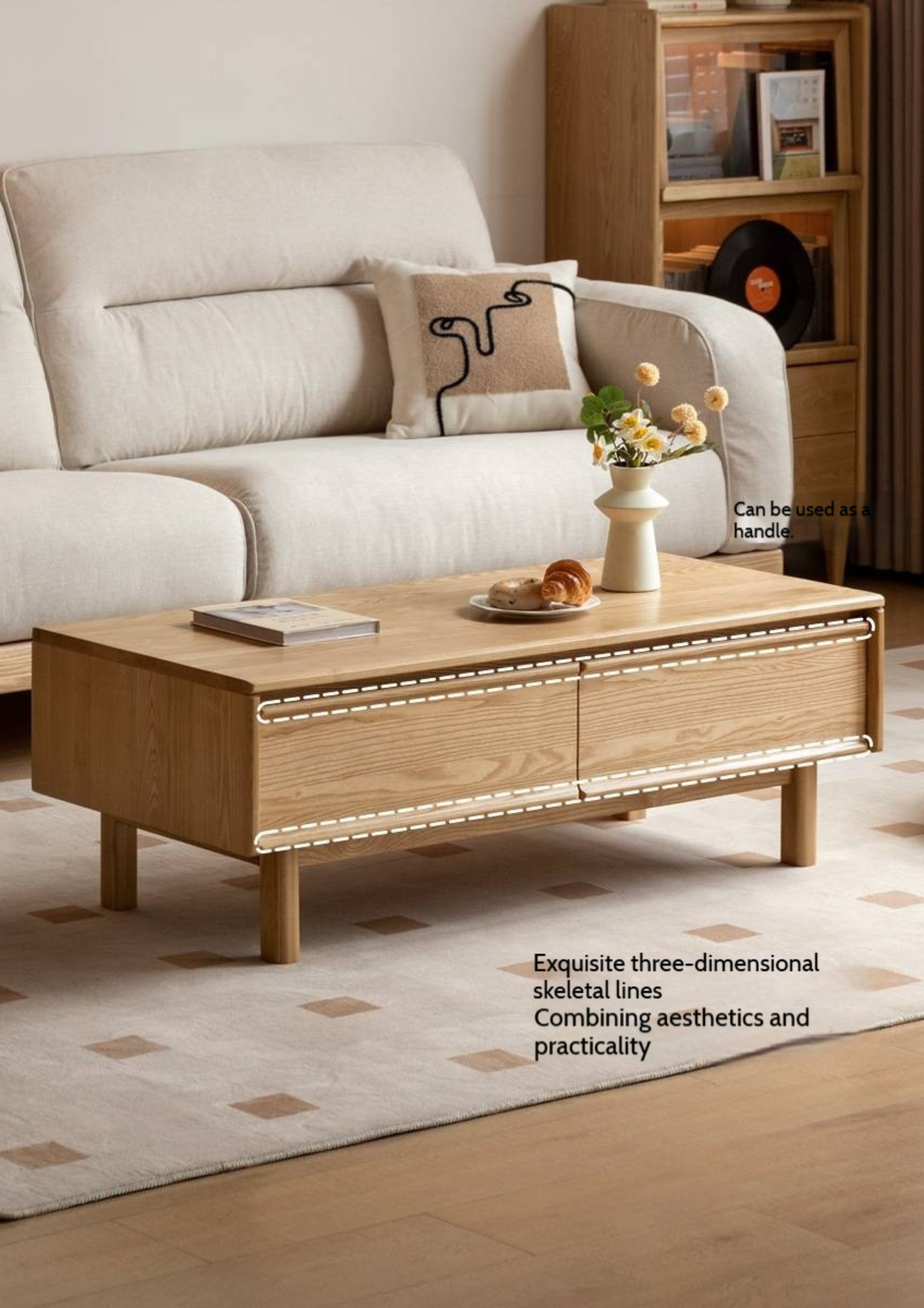Oak, Ash Solid Wood Dual-Purpose Modern Tea Table